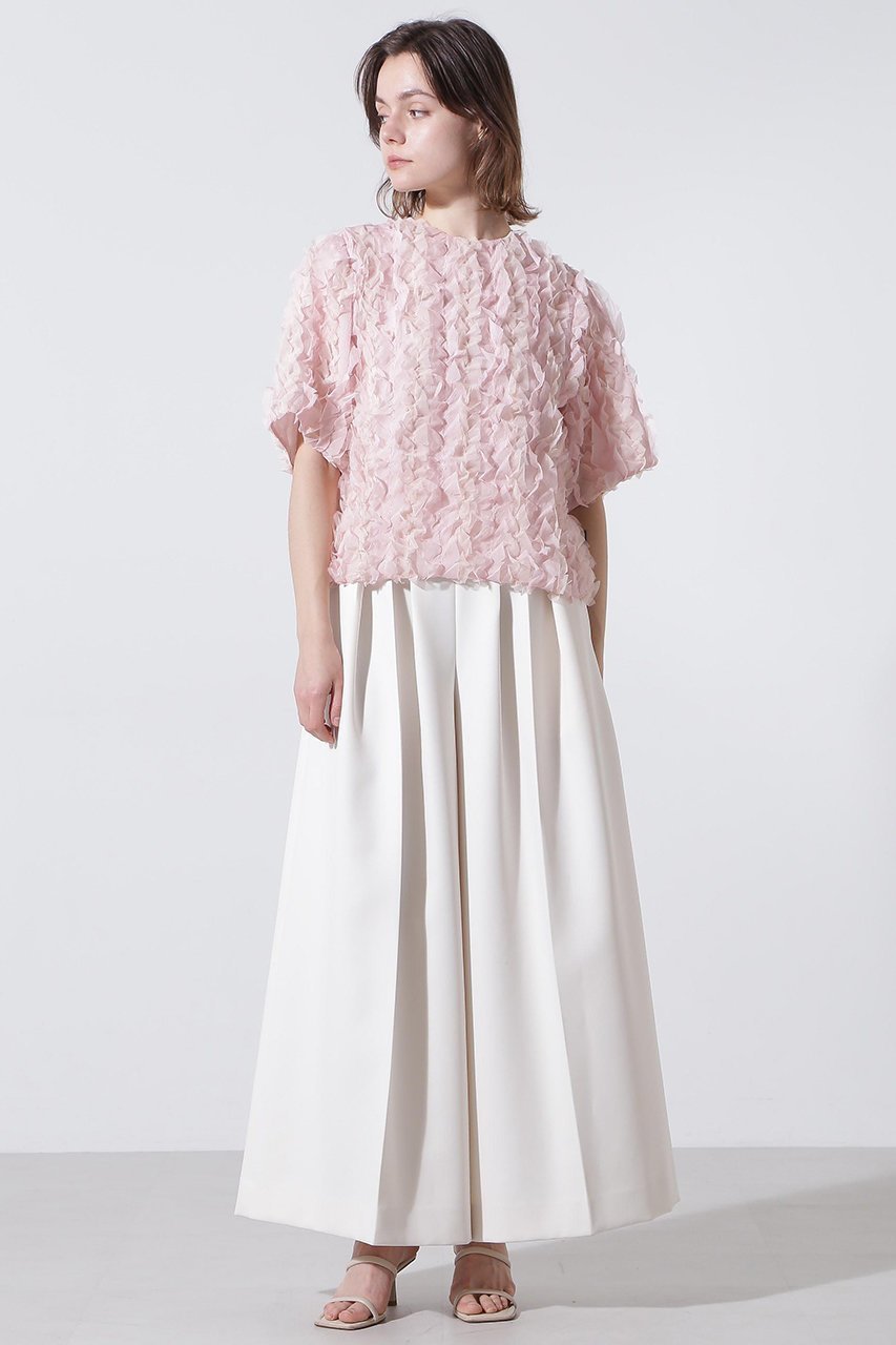 【ヒューエルミュージアム/hueLe Museum】の【hLM】フリチュリジャガードブラウス 人気、トレンドファッション・服の通販 founy(ファニー) 　ファッション　Fashion　レディースファッション　Fashion for Women　トップス・カットソー　Cut & Sew Tops　シャツ・ブラウス・オフィスカジュアル　Elegant Blouses & Button-Ups　エレガント 上品　Elegant　オーガンジー　Organza Fabric　ギャザー　Gathered, Ruffled　シフォン　Chiffon, Lightweight Fabric　ショート　Short, Short Length　スリーブ　Sleeve, Long Sleeve / Short Sleeve　ライニング　Inner Lining, Inner Fabric, Lined　other-3|ID: prp329100004905415 ipo3291000000036747737