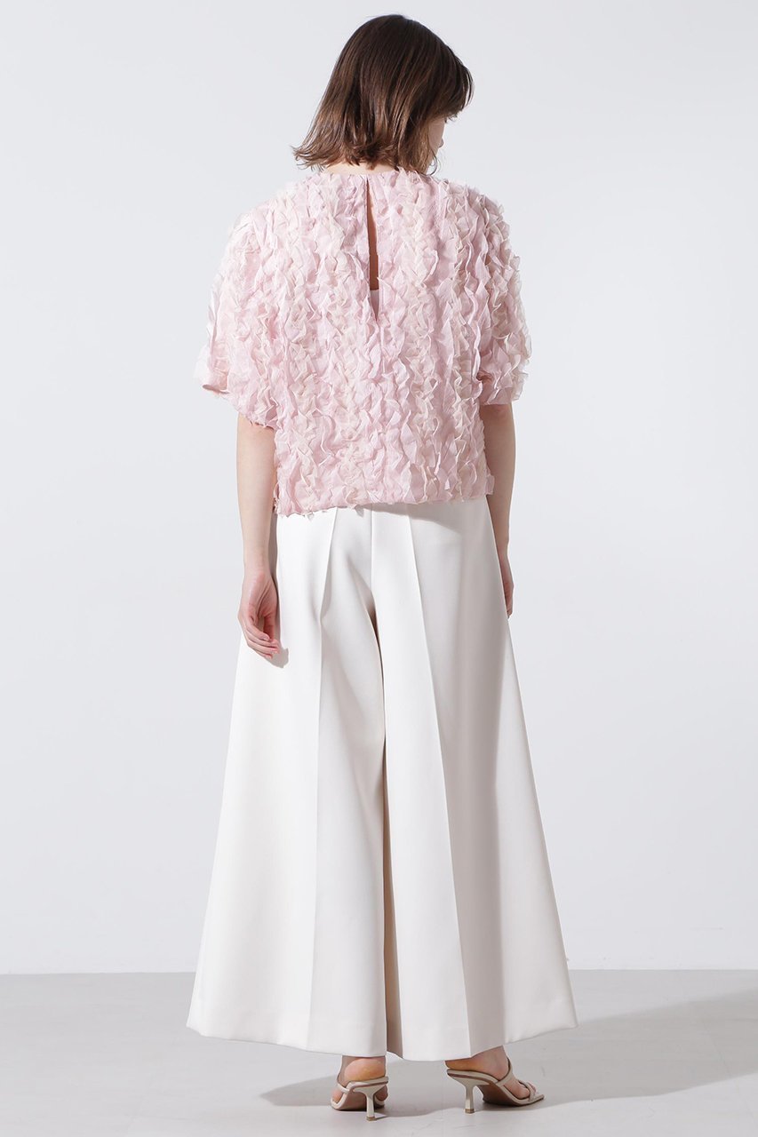 【ヒューエルミュージアム/hueLe Museum】の【hLM】フリチュリジャガードブラウス 人気、トレンドファッション・服の通販 founy(ファニー) 　ファッション　Fashion　レディースファッション　Fashion for Women　トップス・カットソー　Cut & Sew Tops　シャツ・ブラウス・オフィスカジュアル　Elegant Blouses & Button-Ups　エレガント 上品　Elegant　オーガンジー　Organza Fabric　ギャザー　Gathered, Ruffled　シフォン　Chiffon, Lightweight Fabric　ショート　Short, Short Length　スリーブ　Sleeve, Long Sleeve / Short Sleeve　ライニング　Inner Lining, Inner Fabric, Lined　other-5|ID: prp329100004905415 ipo3291000000036747739