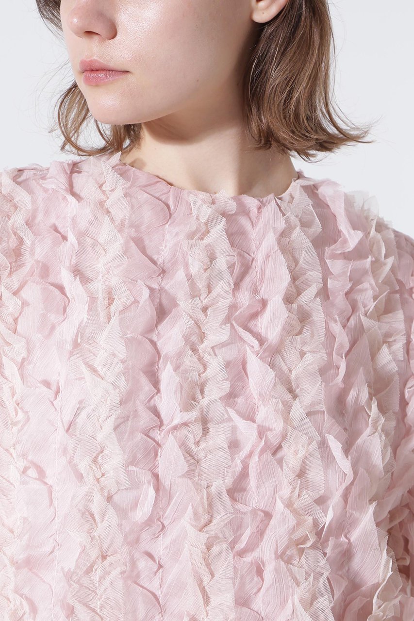 【ヒューエルミュージアム/hueLe Museum】の【hLM】フリチュリジャガードブラウス 人気、トレンドファッション・服の通販 founy(ファニー) 　ファッション　Fashion　レディースファッション　Fashion for Women　トップス・カットソー　Cut & Sew Tops　シャツ・ブラウス・オフィスカジュアル　Elegant Blouses & Button-Ups　エレガント 上品　Elegant　オーガンジー　Organza Fabric　ギャザー　Gathered, Ruffled　シフォン　Chiffon, Lightweight Fabric　ショート　Short, Short Length　スリーブ　Sleeve, Long Sleeve / Short Sleeve　ライニング　Inner Lining, Inner Fabric, Lined　other-6|ID: prp329100004905415 ipo3291000000036747740