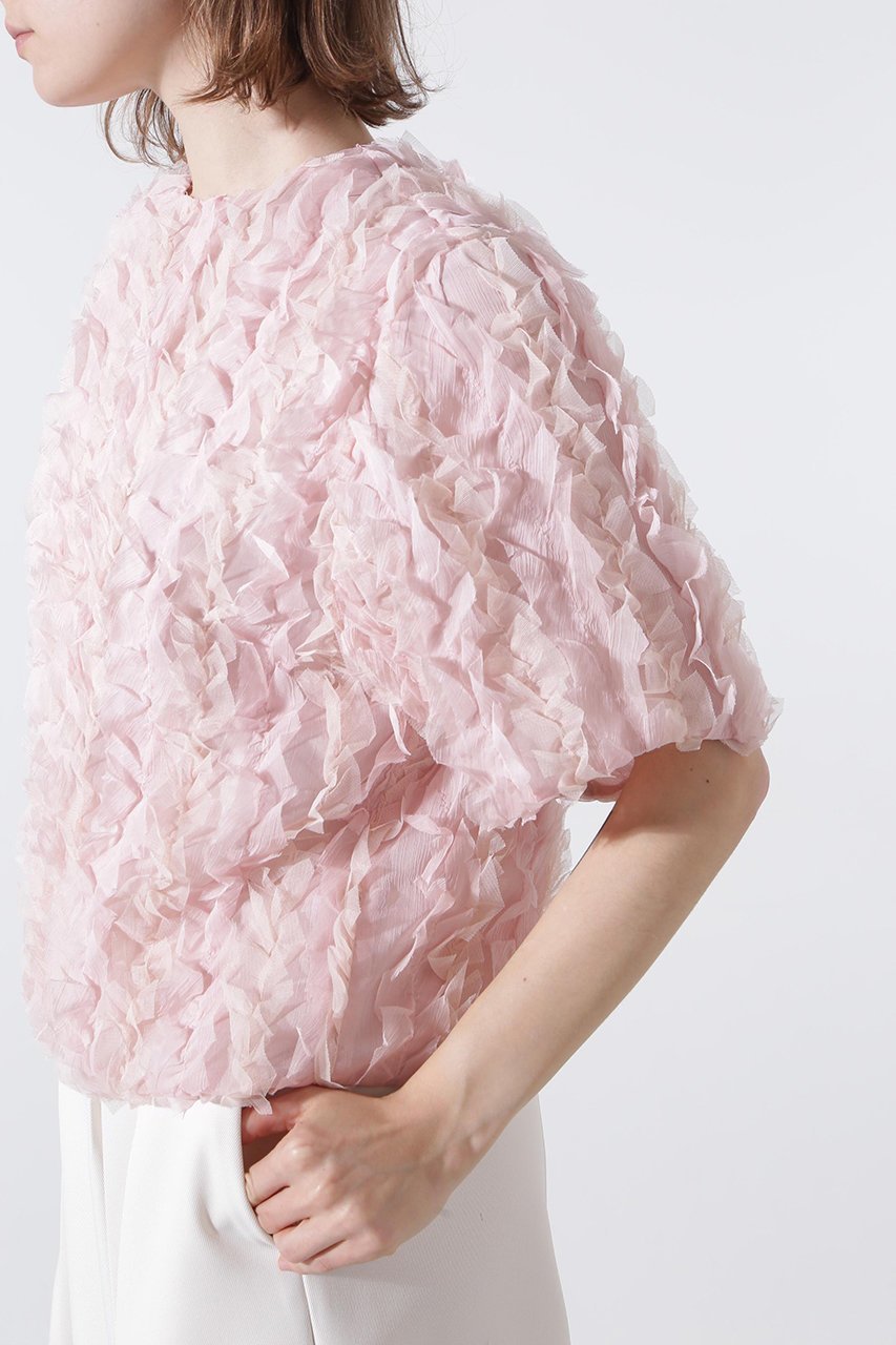 【ヒューエルミュージアム/hueLe Museum】の【hLM】フリチュリジャガードブラウス 人気、トレンドファッション・服の通販 founy(ファニー) 　ファッション　Fashion　レディースファッション　Fashion for Women　トップス・カットソー　Cut & Sew Tops　シャツ・ブラウス・オフィスカジュアル　Elegant Blouses & Button-Ups　エレガント 上品　Elegant　オーガンジー　Organza Fabric　ギャザー　Gathered, Ruffled　シフォン　Chiffon, Lightweight Fabric　ショート　Short, Short Length　スリーブ　Sleeve, Long Sleeve / Short Sleeve　ライニング　Inner Lining, Inner Fabric, Lined　other-7|ID: prp329100004905415 ipo3291000000036747741