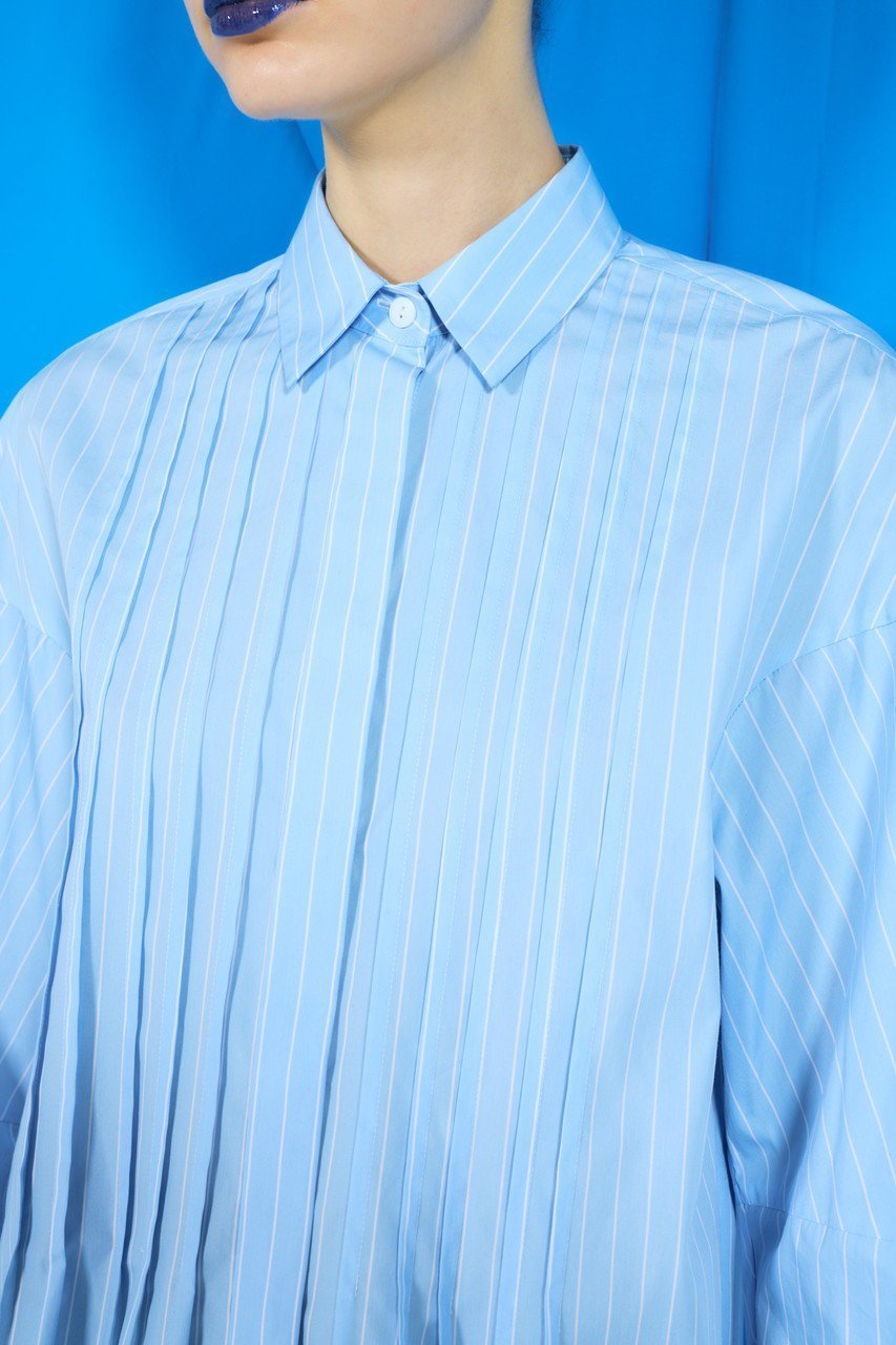 【エンフォルド/ENFOLD】のマットストライプ ランダムタックSH/シャツ 人気、トレンドファッション・服の通販 founy(ファニー) 　ファッション　Fashion　レディースファッション　Fashion for Women　トップス・カットソー　Cut & Sew Tops　シャツ・ブラウス・オフィスカジュアル　Elegant Blouses & Button-Ups　ストライプ　Stripe, Striped Pattern　スリーブ　Sleeve, Long Sleeve / Short Sleeve　ランダム　Random, Irregular　ロング　Long, Long-Length　other-8|ID: prp329100004905484 ipo3291000000036722115