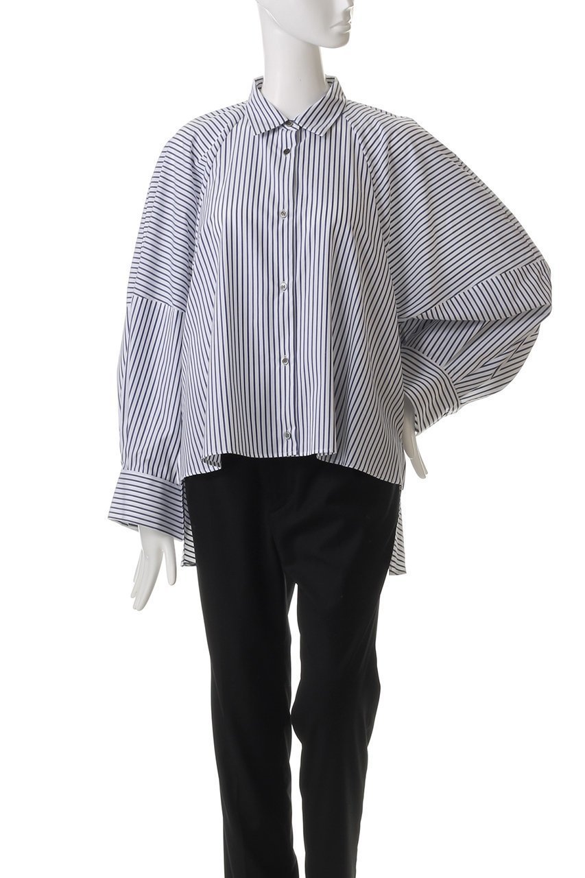 【ヒューエルミュージアム/hueLe Museum】の【hLM】ラウンドシェイプブラウス 人気、トレンドファッション・服の通販 founy(ファニー) 　ファッション　Fashion　レディースファッション　Fashion for Women　トップス・カットソー　Cut & Sew Tops　シャツ・ブラウス・オフィスカジュアル　Elegant Blouses & Button-Ups　ストライプ　Stripe, Striped Pattern　スリーブ　Sleeve, Long Sleeve / Short Sleeve　ドレープ　Drape, Draping Fabric　ロング　Long, Long-Length　other-2|ID: prp329100004905500 ipo3291000000036747880