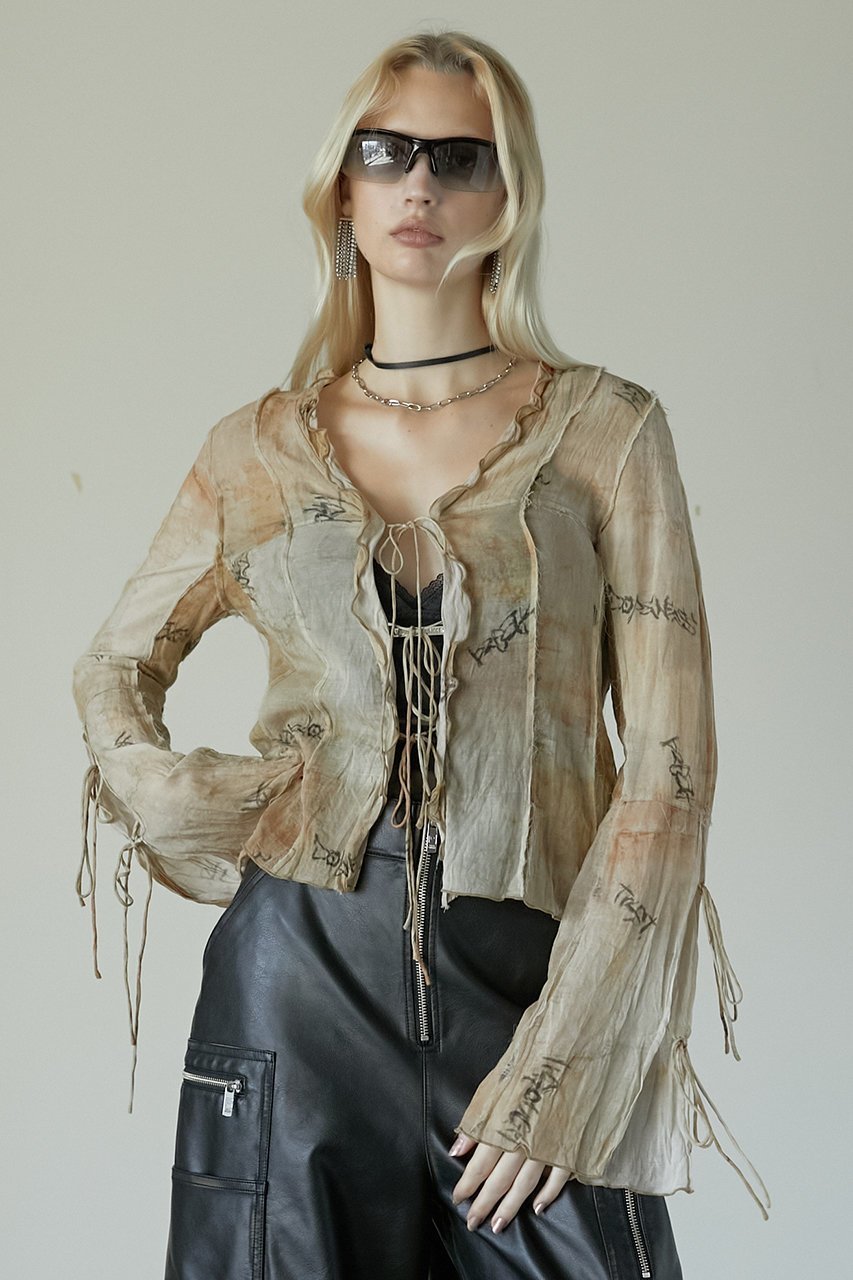 【プランク プロジェクト/PRANK PROJECT】のアンティークプリントフリルカーデ / Antique Print Frill Cardigan 人気、トレンドファッション・服の通販 founy(ファニー) 　ファッション　Fashion　レディースファッション　Fashion for Women　トップス・カットソー　Cut & Sew Tops　カーディガン・羽織り　Layered Style Cardigans　シャツ・ブラウス・オフィスカジュアル　Elegant Blouses & Button-Ups　おすすめ　Recommended / Our Picks　アンティーク　Antique-Inspired　カーディガン　Cardigan, Knitwear　キュプラ　Cupro, Eco Fabric　シアー　Sheer, See-Through　スリーブ　Sleeve, Long Sleeve / Short Sleeve　デニム　Denim, Jeans Material　フラワー　Flower, Floral　フリル　Frill, Ruffle　プリント　Print, Printed Pattern　ロング　Long, Long-Length　夏　Summer　春　Spring　S/S・春夏　SS, Spring/Summer, Warm Season　羽織　Haori, Light Jacket　other-7|ID: prp329100004905538 ipo3291000000036722553