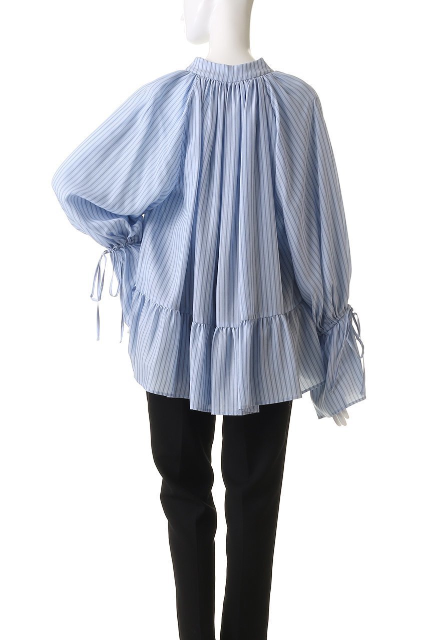 【メゾンスペシャル/MAISON SPECIAL】のShirring Volume Blouse/シャーリングボリュームブラウス 人気、トレンドファッション・服の通販 founy(ファニー) 　ファッション　Fashion　レディースファッション　Fashion for Women　トップス・カットソー　Cut & Sew Tops　シャツ・ブラウス・オフィスカジュアル　Elegant Blouses & Button-Ups　シャーリング　Shirring, Ruched　シンプル　Simple, Minimal　スカーフ　Scarf, Neckwear　ストライプ　Stripe, Striped Pattern　スリーブ　Sleeve, Long Sleeve / Short Sleeve　リボン　Ribbon, Bow　ロング　Long, Long-Length　エレガント 上品　Elegant　other-4|ID: prp329100004905554 ipo3291000000036747985