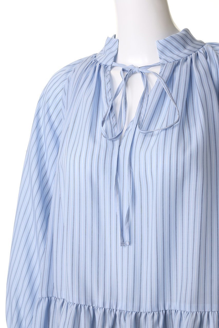 【メゾンスペシャル/MAISON SPECIAL】のShirring Volume Blouse/シャーリングボリュームブラウス 人気、トレンドファッション・服の通販 founy(ファニー) 　ファッション　Fashion　レディースファッション　Fashion for Women　トップス・カットソー　Cut & Sew Tops　シャツ・ブラウス・オフィスカジュアル　Elegant Blouses & Button-Ups　シャーリング　Shirring, Ruched　シンプル　Simple, Minimal　スカーフ　Scarf, Neckwear　ストライプ　Stripe, Striped Pattern　スリーブ　Sleeve, Long Sleeve / Short Sleeve　リボン　Ribbon, Bow　ロング　Long, Long-Length　エレガント 上品　Elegant　other-5|ID: prp329100004905554 ipo3291000000036747986