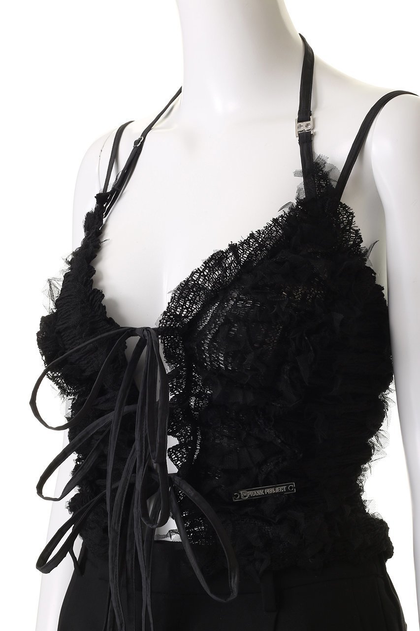 【プランク プロジェクト/PRANK PROJECT】のメッシュチュールホルタートップ / Mesh Tulle Halter Top 人気、トレンドファッション・服の通販 founy(ファニー) 　ファッション　Fashion　レディースファッション　Fashion for Women　トップス・カットソー　Cut & Sew Tops　キャミソール&ノースリーブ　Camisoles & Sleeveless Tops　シャツ・ブラウス・オフィスカジュアル　Elegant Blouses & Button-Ups　おすすめ　Recommended / Our Picks　キャミ　Camisole, Cami Top　ジャケット　Jacket, Outerwear　ストレッチ　Stretch, Stretchy Fabric　チュール　Tulip, Tulip Motif　ノースリーブ　Sleeveless, No-Sleeve　フリル　Frill, Ruffle　マニッシュ　Mannish, Boyish　夏　Summer　other-5|ID: prp329100004905565 ipo3291000000036722806