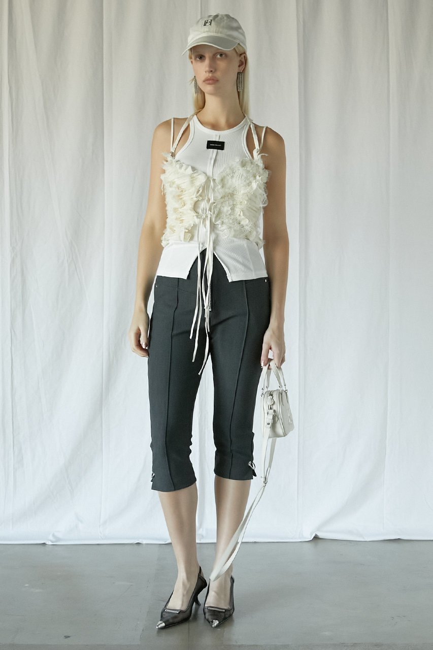 【プランク プロジェクト/PRANK PROJECT】のメッシュチュールホルタートップ / Mesh Tulle Halter Top 人気、トレンドファッション・服の通販 founy(ファニー) 　ファッション　Fashion　レディースファッション　Fashion for Women　トップス・カットソー　Cut & Sew Tops　キャミソール&ノースリーブ　Camisoles & Sleeveless Tops　シャツ・ブラウス・オフィスカジュアル　Elegant Blouses & Button-Ups　おすすめ　Recommended / Our Picks　キャミ　Camisole, Cami Top　ジャケット　Jacket, Outerwear　ストレッチ　Stretch, Stretchy Fabric　チュール　Tulip, Tulip Motif　ノースリーブ　Sleeveless, No-Sleeve　フリル　Frill, Ruffle　マニッシュ　Mannish, Boyish　夏　Summer　other-6|ID: prp329100004905565 ipo3291000000036722807