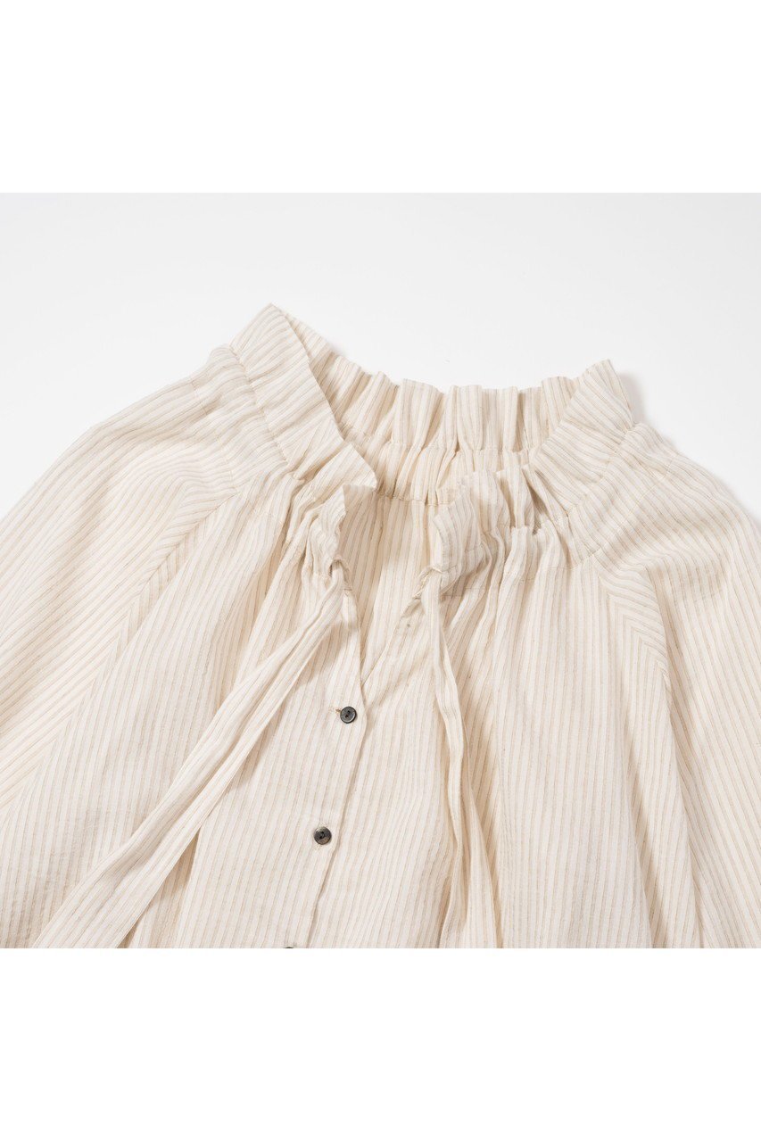 【プリスティン/PRISTINE】のコットンリネンストライプブラウス/オーガニックコットン 人気、トレンドファッション・服の通販 founy(ファニー) 　ファッション　Fashion　レディースファッション　Fashion for Women　トップス・カットソー　Cut & Sew Tops　シャツ・ブラウス・オフィスカジュアル　Elegant Blouses & Button-Ups　ギャザー　Gathered, Ruffled　シアー　Sheer, See-Through　ストライプ　Stripe, Striped Pattern　スリーブ　Sleeve, Long Sleeve / Short Sleeve　フリル　Frill, Ruffle　リネン　Linen, Linen Fabric　リボン　Ribbon, Bow　ロング　Long, Long-Length　other-3|ID: prp329100004905575 ipo3291000000036722894