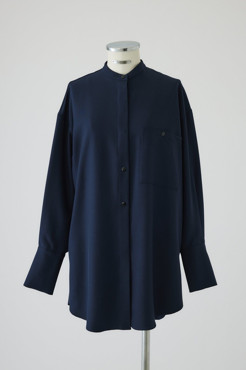 【リムアーク/RIM.ARK】のOversize stand collar SH/シャツ インテリア・キッズ・メンズ・レディースファッション・服の通販 founy(ファニー) 　ファッション　Fashion　レディースファッション　Fashion for Women　トップス・カットソー　Cut & Sew Tops　シャツ・ブラウス・オフィスカジュアル　Elegant Blouses & Button-Ups　スリーブ　Sleeve, Long Sleeve / Short Sleeve　セットアップ　Set-Up, Coordinated Outfit　ロング　Long, Long-Length　ダークネイビー|ID: prp329100004905603 ipo3291000000036723139
