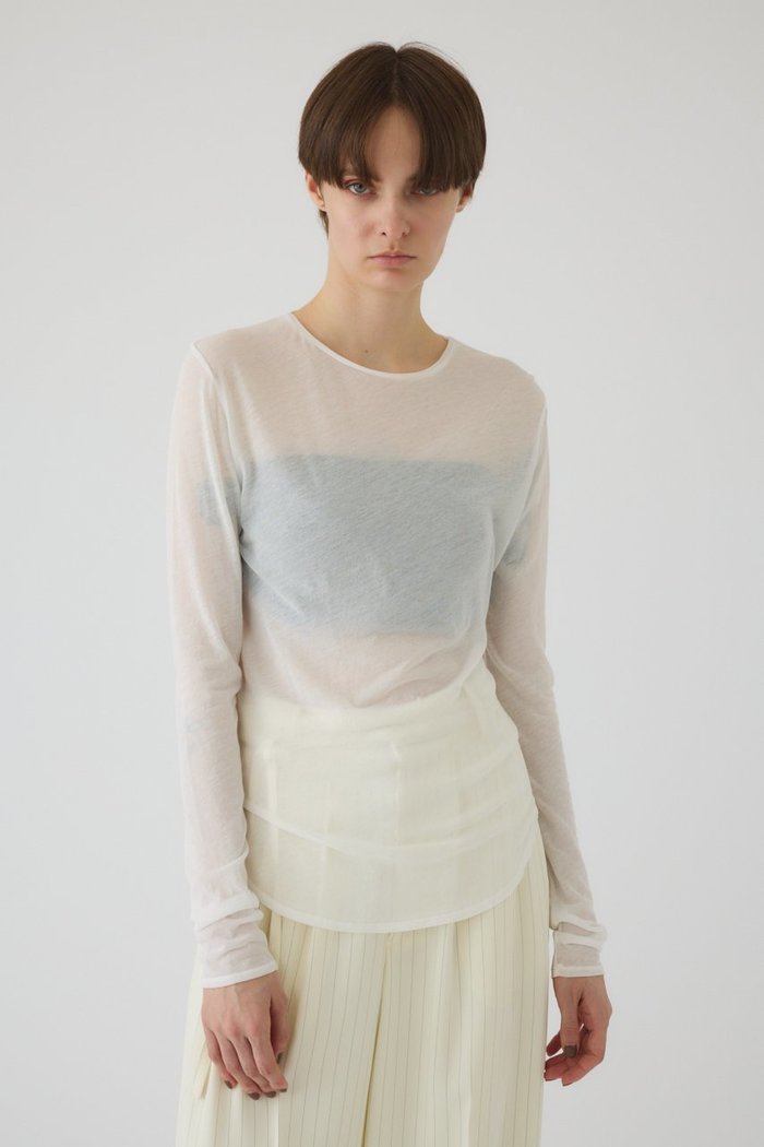【リムアーク/RIM.ARK】のSoft touch comfy tops/トップス インテリア・キッズ・メンズ・レディースファッション・服の通販 founy(ファウニー) https://founy.com/ ファッション Fashion レディースファッション Fashion for Women トップス・カットソー Cut & Sew Tops シャツ・ブラウス・オフィスカジュアル Elegant Blouses & Button-Ups シアー Sheer, See-Through ショート Short, Short Length シンプル Simple, Minimal スリーブ Sleeve, Long Sleeve / Short Sleeve |ID: prp329100004905620 ipo3291000000036723334