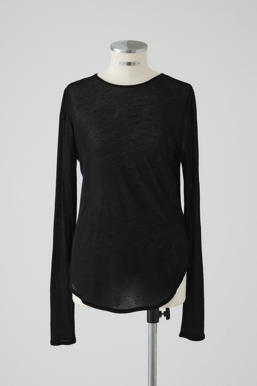 【リムアーク/RIM.ARK】のSoft touch comfy tops/トップス インテリア・キッズ・メンズ・レディースファッション・服の通販 founy(ファニー) 　ファッション　Fashion　レディースファッション　Fashion for Women　トップス・カットソー　Cut & Sew Tops　シャツ・ブラウス・オフィスカジュアル　Elegant Blouses & Button-Ups　シアー　Sheer, See-Through　ショート　Short, Short Length　シンプル　Simple, Minimal　スリーブ　Sleeve, Long Sleeve / Short Sleeve　ブラック|ID: prp329100004905620 ipo3291000000036723336