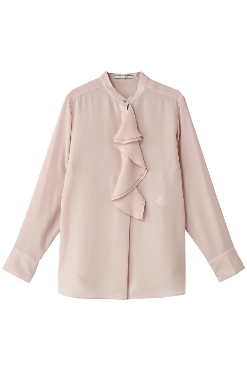 【ベイジ,/BEIGE,】のSTOW(ストー)/バンドカラーフリルブラウス インテリア・キッズ・メンズ・レディースファッション・服の通販 founy(ファニー) 　ファッション　Fashion　レディースファッション　Fashion for Women　トップス・カットソー　Cut & Sew Tops　シャツ・ブラウス・オフィスカジュアル　Elegant Blouses & Button-Ups　なめらか　Smooth, Silky Texture　ジャケット　Jacket, Outerwear　ジョーゼット　Georgette, Semi-Sheer Fabric　スリーブ　Sleeve, Long Sleeve / Short Sleeve　フリル　Frill, Ruffle　ロング　Long, Long-Length　人気　Popular, Best Seller　今季　This Season, Current Season　定番　Standard, Basic Item　Nude|ID: prp329100004905656 ipo3291000000036723763