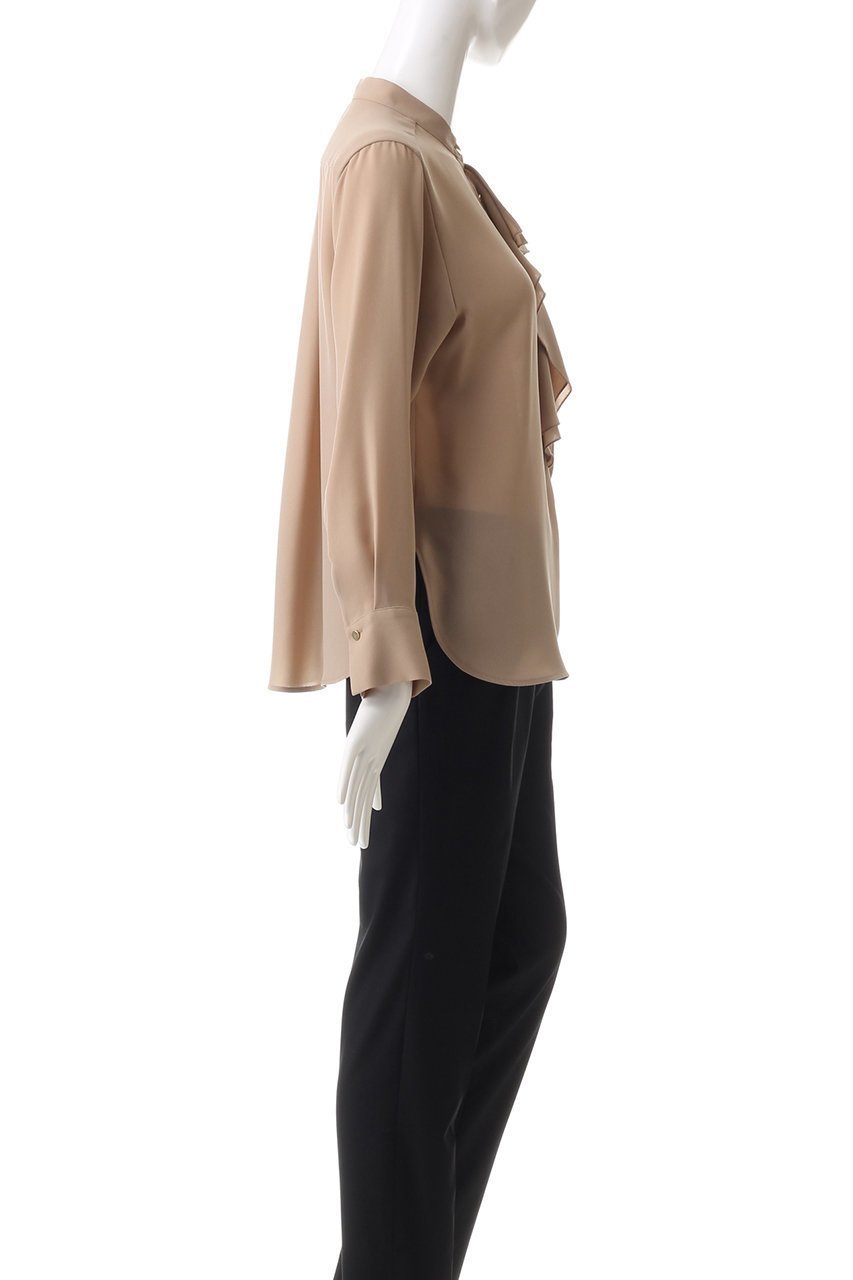 【ベイジ,/BEIGE,】のSTOW(ストー)/バンドカラーフリルブラウス 人気、トレンドファッション・服の通販 founy(ファニー) 　ファッション　Fashion　レディースファッション　Fashion for Women　トップス・カットソー　Cut & Sew Tops　シャツ・ブラウス・オフィスカジュアル　Elegant Blouses & Button-Ups　なめらか　Smooth, Silky Texture　ジャケット　Jacket, Outerwear　ジョーゼット　Georgette, Semi-Sheer Fabric　スリーブ　Sleeve, Long Sleeve / Short Sleeve　フリル　Frill, Ruffle　ロング　Long, Long-Length　人気　Popular, Best Seller　今季　This Season, Current Season　定番　Standard, Basic Item　other-3|ID: prp329100004905656 ipo3291000000036748161