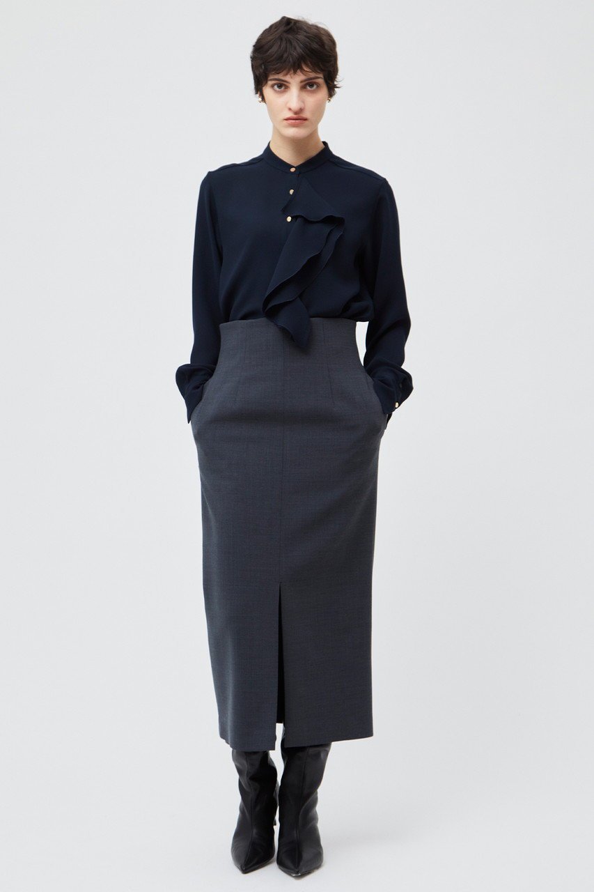 【ベイジ,/BEIGE,】のSTOW(ストー)/バンドカラーフリルブラウス 人気、トレンドファッション・服の通販 founy(ファニー) 　ファッション　Fashion　レディースファッション　Fashion for Women　トップス・カットソー　Cut & Sew Tops　シャツ・ブラウス・オフィスカジュアル　Elegant Blouses & Button-Ups　なめらか　Smooth, Silky Texture　ジャケット　Jacket, Outerwear　ジョーゼット　Georgette, Semi-Sheer Fabric　スリーブ　Sleeve, Long Sleeve / Short Sleeve　フリル　Frill, Ruffle　ロング　Long, Long-Length　人気　Popular, Best Seller　今季　This Season, Current Season　定番　Standard, Basic Item　other-6|ID: prp329100004905656 ipo3291000000036748164