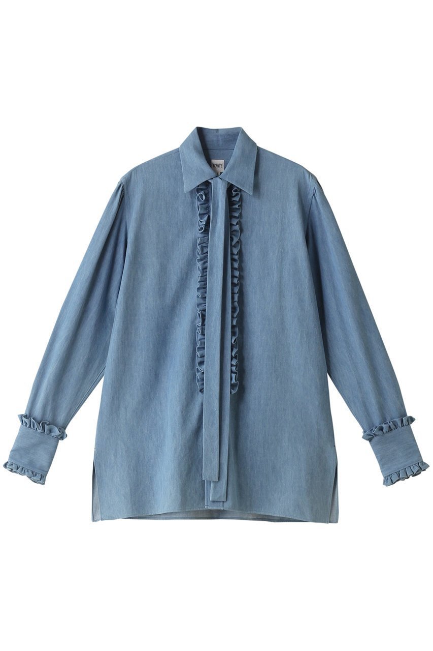 【バウト/BOWTE】のSELVAGE ツイル ダンガリーフリル ドレスシャツ インテリア・キッズ・メンズ・レディースファッション・服の通販 founy(ファニー) ファッション Fashion レディースファッション Fashion for Women トップス・カットソー Cut & Sew Tops シャツ・ブラウス・オフィスカジュアル Elegant Blouses & Button-Ups ワンピース Dresses フォーマル・パーティードレス・結婚式用ドレス Elegant & Casual Dresses スリーブ Sleeve, Long Sleeve / Short Sleeve ツイル Twist, Twisted Detail ドレス Dress, One-Piece フリル Frill, Ruffle ロング Long, Long-Length ブリーチ|ID: prp329100004905662 ipo3291000000036723846