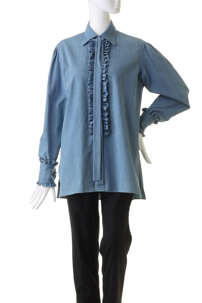 【バウト/BOWTE】のSELVAGE ツイル ダンガリーフリル ドレスシャツ 人気、トレンドファッション・服の通販 founy(ファニー) ファッション Fashion レディースファッション Fashion for Women トップス・カットソー Cut & Sew Tops シャツ・ブラウス・オフィスカジュアル Elegant Blouses & Button-Ups ワンピース Dresses フォーマル・パーティードレス・結婚式用ドレス Elegant & Casual Dresses スリーブ Sleeve, Long Sleeve / Short Sleeve ツイル Twist, Twisted Detail ドレス Dress, One-Piece フリル Frill, Ruffle ロング Long, Long-Length other-2|ID: prp329100004905662 ipo3291000000036723848