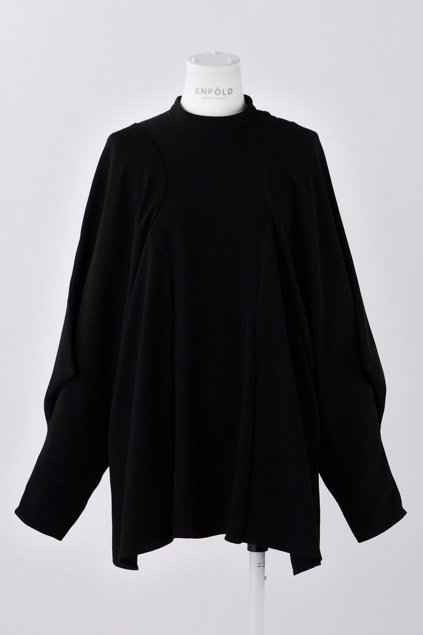 【エンフォルド/ENFOLD】のPEツイル ドレープ P.O/プルオーバー インテリア・キッズ・メンズ・レディースファッション・服の通販 founy(ファニー) 　ファッション　Fashion　レディースファッション　Fashion for Women　トップス・カットソー　Cut & Sew Tops　シャツ・ブラウス・オフィスカジュアル　Elegant Blouses & Button-Ups　カジュアルプルオーバー・ニットトップス　Pullovers & Knit Tops / Casual Pullovers　スリーブ　Sleeve, Long Sleeve / Short Sleeve　ツイル　Twist, Twisted Detail　ドレープ　Drape, Draping Fabric　ロング　Long, Long-Length　ワンポイント　One Point, Statement Accent　定番　Standard, Basic Item　ブラック|ID: prp329100004905674 ipo3291000000036723979