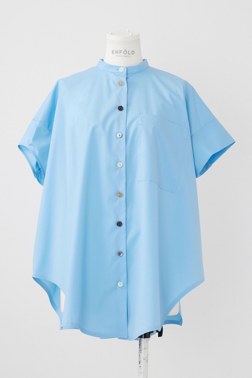 【エンフォルド/ENFOLD】のC/PEブロード Halfsleeve Hexagon SH/シャツ インテリア・キッズ・メンズ・レディースファッション・服の通販 founy(ファニー) 　ファッション　Fashion　レディースファッション　Fashion for Women　トップス・カットソー　Cut & Sew Tops　シャツ・ブラウス・オフィスカジュアル　Elegant Blouses & Button-Ups　アシンメトリー　Asymmetrical Style　ショート　Short, Short Length　ストレート　Straight, Straight Cut　スリーブ　Sleeve, Long Sleeve / Short Sleeve　ブロード　Broadcloth, Fine Cotton　ベーシック　Basic, Essential　半袖　Short Sleeve, Half Sleeve　夏　Summer　ライトブルー|ID: prp329100004905720 ipo3291000000036724833