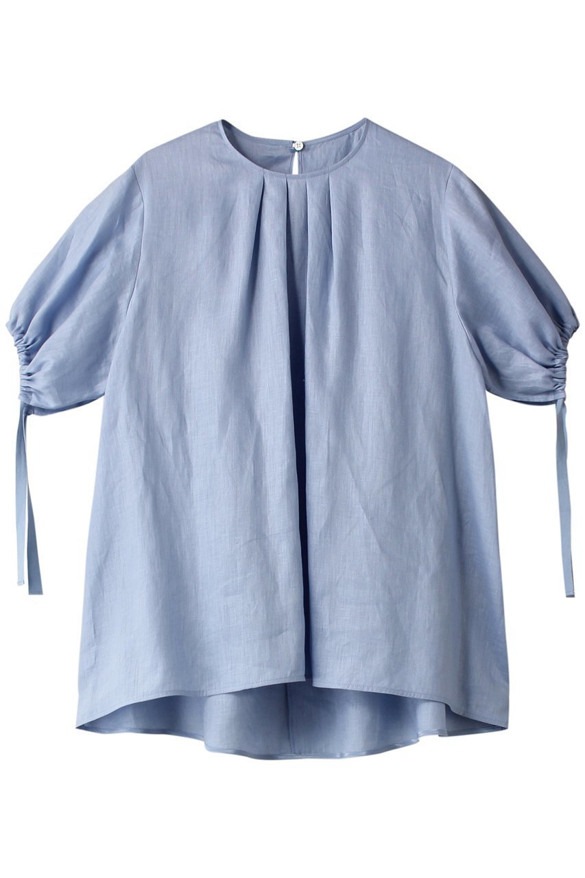 【プレインピープル/PLAIN PEOPLE】のパディストリネン半袖ブラウス インテリア・キッズ・メンズ・レディースファッション・服の通販 founy(ファニー) 　ファッション　Fashion　レディースファッション　Fashion for Women　トップス・カットソー　Cut & Sew Tops　シャツ・ブラウス・オフィスカジュアル　Elegant Blouses & Button-Ups　ショート　Short, Short Length　スリーブ　Sleeve, Long Sleeve / Short Sleeve　フェミニン　Feminine, Girly　フラット　Flat, Flat Shoes　リネン　Linen, Linen Fabric　半袖　Short Sleeve, Half Sleeve　サックス|ID: prp329100004905729 ipo3291000000036725089