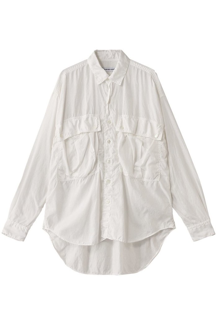 【キャサリンハムネット/KATHARINE HAMNETT LONDON】のパラシュートロングテールシャツ インテリア・キッズ・メンズ・レディースファッション・服の通販 founy(ファニー) https://founy.com/ ファッション Fashion レディースファッション Fashion for Women トップス・カットソー Cut & Sew Tops シャツ・ブラウス・オフィスカジュアル Elegant Blouses & Button-Ups コレクション Collection, Seasonal Line シルク Silk, 100% Silk スリーブ Sleeve, Long Sleeve / Short Sleeve ロング Long, Long-Length ヴィンテージ Vintage Style 定番 Standard, Basic Item |ID: prp329100004905828 ipo3291000000036726843