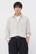 【マーガレット ハウエル/MARGARET HOWELL / MEN】のCOTTON SILK STRIPE SHIRT ホワイト|ID: prp329100004905851 ipo3291000000036727032