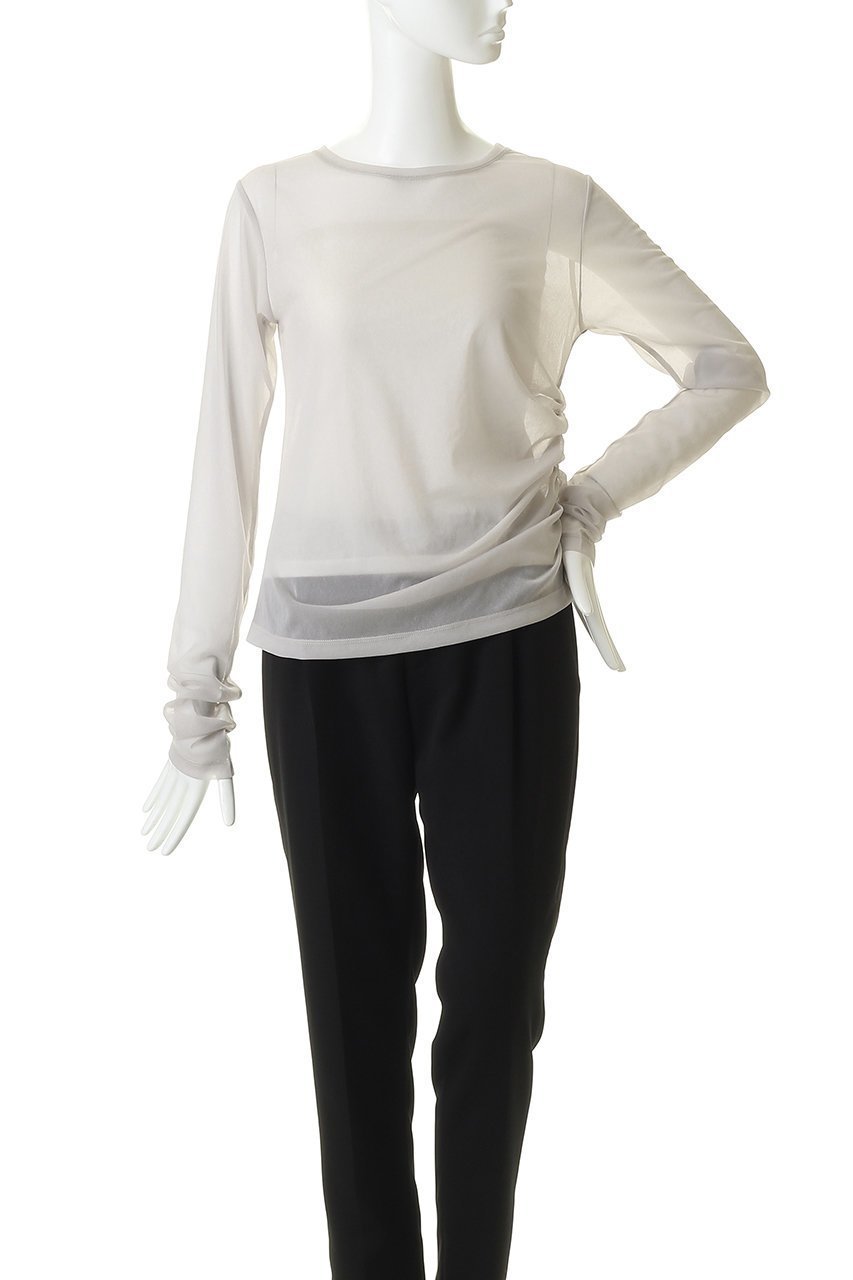 【マノフ/MANOF】のSHEER LAYERED CUT TOPSトップス 人気、トレンドファッション・服の通販 founy(ファニー) 　ファッション　Fashion　レディースファッション　Fashion for Women　トップス・カットソー　Cut & Sew Tops　シャツ・ブラウス・オフィスカジュアル　Elegant Blouses & Button-Ups　ロングTシャツ・Tシャツ　Longline T-Shirts & Tees　カットソー・ベーシックTシャツ　Cut-and-Sewn Tops / Stretch Tees & Basics　ギャザー　Gathered, Ruffled　スリーブ　Sleeve, Long Sleeve / Short Sleeve　ロング　Long, Long-Length　other-7|ID: prp329100004905935 ipo3291000000036733540