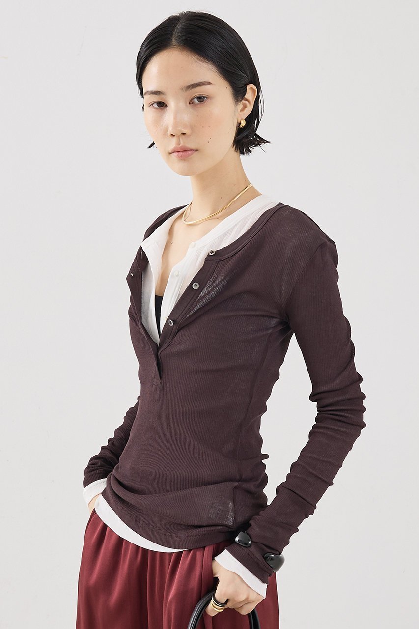 【ザ ストア バイ シー/THE STORE by C】の【COCUCA】ヘンリーリブプルオーバー 人気、トレンドファッション・服の通販 founy(ファニー) 　ファッション　Fashion　レディースファッション　Fashion for Women　トップス・カットソー　Cut & Sew Tops　シャツ・ブラウス・オフィスカジュアル　Elegant Blouses & Button-Ups　ロングTシャツ・Tシャツ　Longline T-Shirts & Tees　カジュアルプルオーバー・ニットトップス　Pullovers & Knit Tops / Casual Pullovers　カットソー・ベーシックTシャツ　Cut-and-Sewn Tops / Stretch Tees & Basics　シアー　Sheer, See-Through　シフォン　Chiffon, Lightweight Fabric　スリーブ　Sleeve, Long Sleeve / Short Sleeve　デニム　Denim, Jeans Material　フィット　Fit, Slim Fit　ベーシック　Basic, Essential　ボトム　Bottoms, Lower Wear　ロング　Long, Long-Length　別注　Limited Edition, Custom Order　other-3|ID: prp329100004905936 ipo3291000000036727821