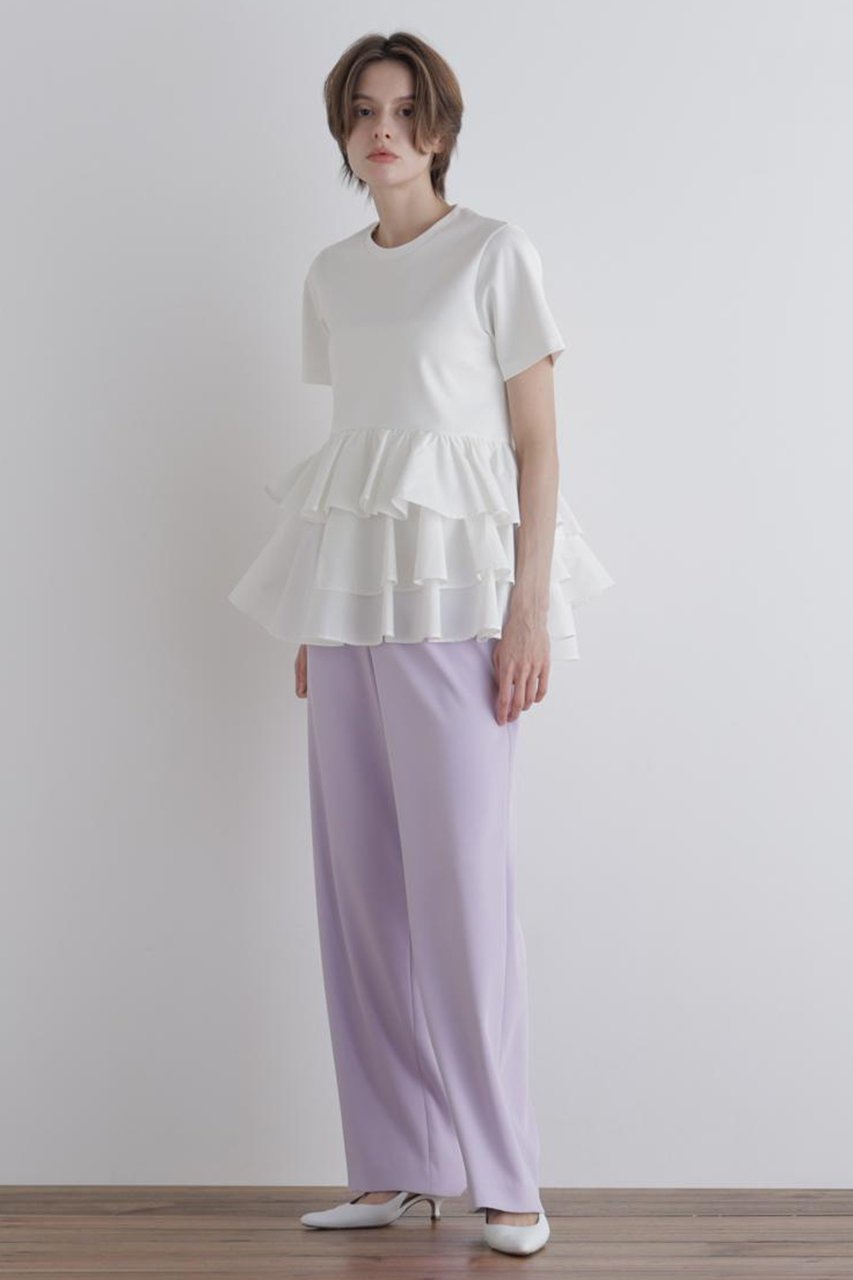 【ル フィル/LE PHIL】のコンビフリルプルオーバー 人気、トレンドファッション・服の通販 founy(ファニー) 　ファッション　Fashion　レディースファッション　Fashion for Women　トップス・カットソー　Cut & Sew Tops　シャツ・ブラウス・オフィスカジュアル　Elegant Blouses & Button-Ups　ロングTシャツ・Tシャツ　Longline T-Shirts & Tees　カジュアルプルオーバー・ニットトップス　Pullovers & Knit Tops / Casual Pullovers　カットソー・ベーシックTシャツ　Cut-and-Sewn Tops / Stretch Tees & Basics　カットソー　Cut and Sewn Top　ショート　Short, Short Length　シンプル　Simple, Minimal　スタンダード　Standard, Basic　スリーブ　Sleeve, Long Sleeve / Short Sleeve　タイプライター　Typewriter Fabric, Crisp Cotton　タフタ　Taffeta, Structured Fabric　バランス　Balance, Style Balance　フェミニン　Feminine, Girly　フリル　Frill, Ruffle　フロント　Front, Front Design　other-3|ID: prp329100004905941 ipo3291000000036727859