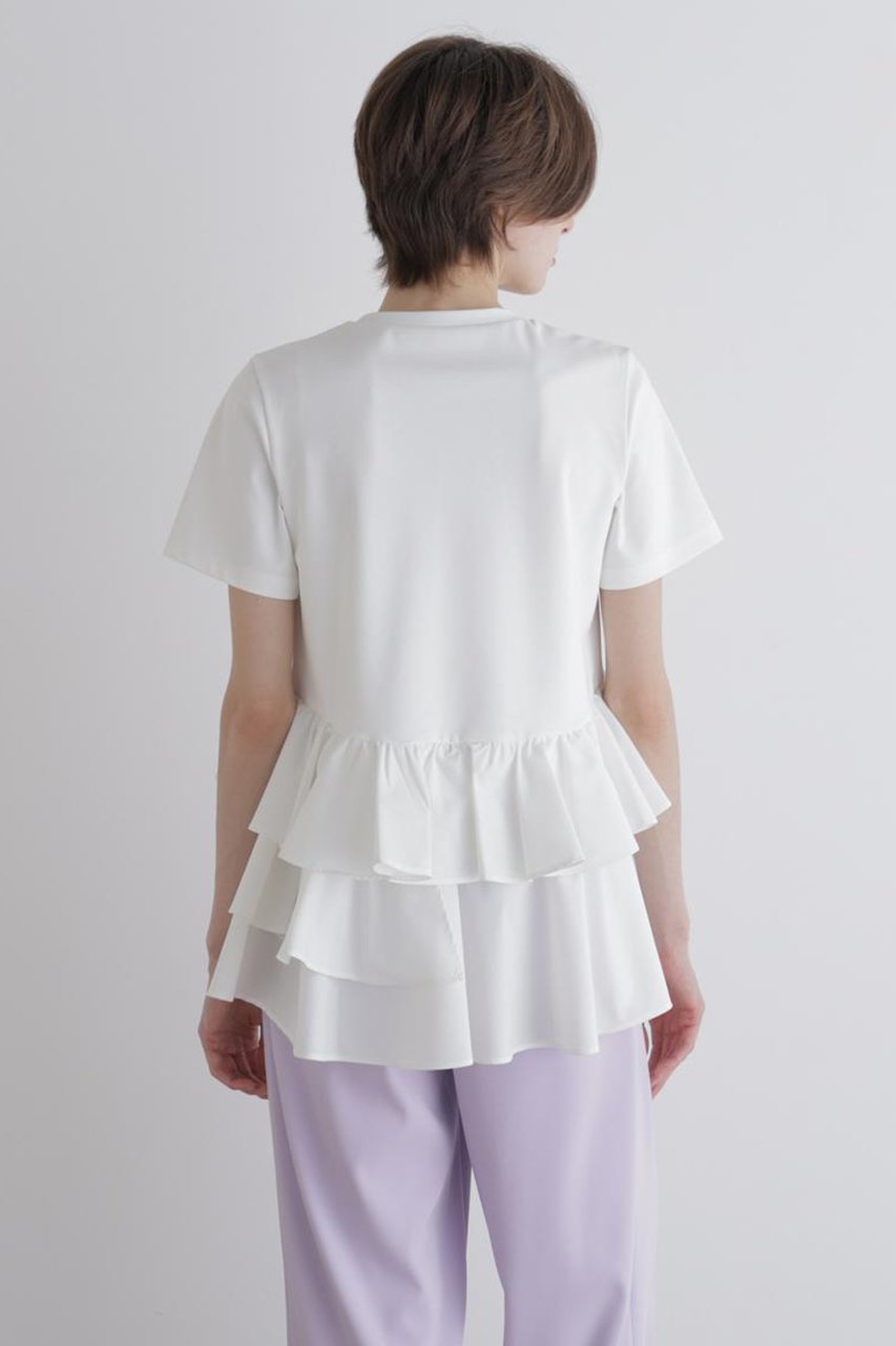 【ル フィル/LE PHIL】のコンビフリルプルオーバー 人気、トレンドファッション・服の通販 founy(ファニー) 　ファッション　Fashion　レディースファッション　Fashion for Women　トップス・カットソー　Cut & Sew Tops　シャツ・ブラウス・オフィスカジュアル　Elegant Blouses & Button-Ups　ロングTシャツ・Tシャツ　Longline T-Shirts & Tees　カジュアルプルオーバー・ニットトップス　Pullovers & Knit Tops / Casual Pullovers　カットソー・ベーシックTシャツ　Cut-and-Sewn Tops / Stretch Tees & Basics　カットソー　Cut and Sewn Top　ショート　Short, Short Length　シンプル　Simple, Minimal　スタンダード　Standard, Basic　スリーブ　Sleeve, Long Sleeve / Short Sleeve　タイプライター　Typewriter Fabric, Crisp Cotton　タフタ　Taffeta, Structured Fabric　バランス　Balance, Style Balance　フェミニン　Feminine, Girly　フリル　Frill, Ruffle　フロント　Front, Front Design　other-5|ID: prp329100004905941 ipo3291000000036727861