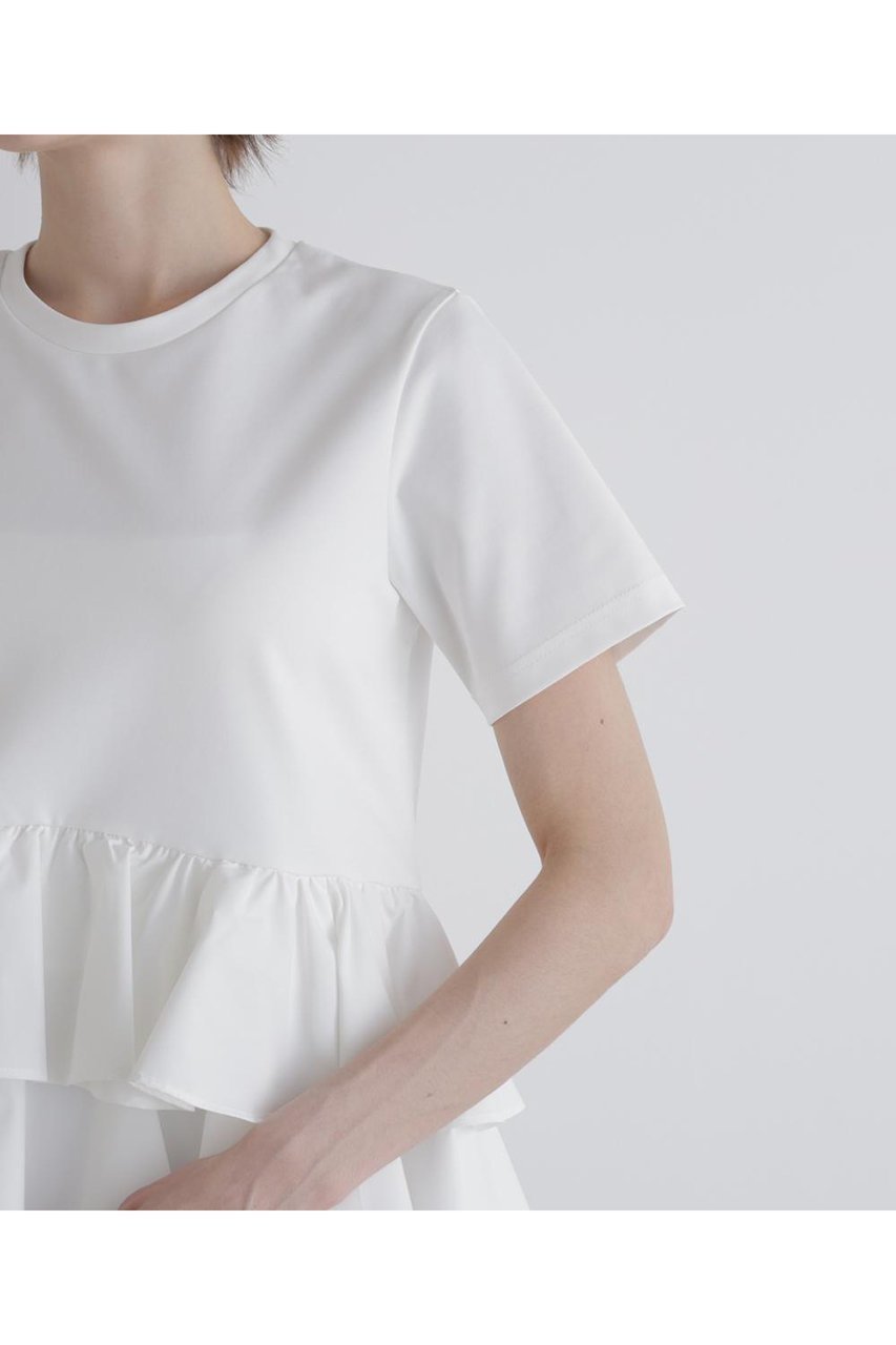 【ル フィル/LE PHIL】のコンビフリルプルオーバー 人気、トレンドファッション・服の通販 founy(ファニー) 　ファッション　Fashion　レディースファッション　Fashion for Women　トップス・カットソー　Cut & Sew Tops　シャツ・ブラウス・オフィスカジュアル　Elegant Blouses & Button-Ups　ロングTシャツ・Tシャツ　Longline T-Shirts & Tees　カジュアルプルオーバー・ニットトップス　Pullovers & Knit Tops / Casual Pullovers　カットソー・ベーシックTシャツ　Cut-and-Sewn Tops / Stretch Tees & Basics　カットソー　Cut and Sewn Top　ショート　Short, Short Length　シンプル　Simple, Minimal　スタンダード　Standard, Basic　スリーブ　Sleeve, Long Sleeve / Short Sleeve　タイプライター　Typewriter Fabric, Crisp Cotton　タフタ　Taffeta, Structured Fabric　バランス　Balance, Style Balance　フェミニン　Feminine, Girly　フリル　Frill, Ruffle　フロント　Front, Front Design　other-7|ID: prp329100004905941 ipo3291000000036727863