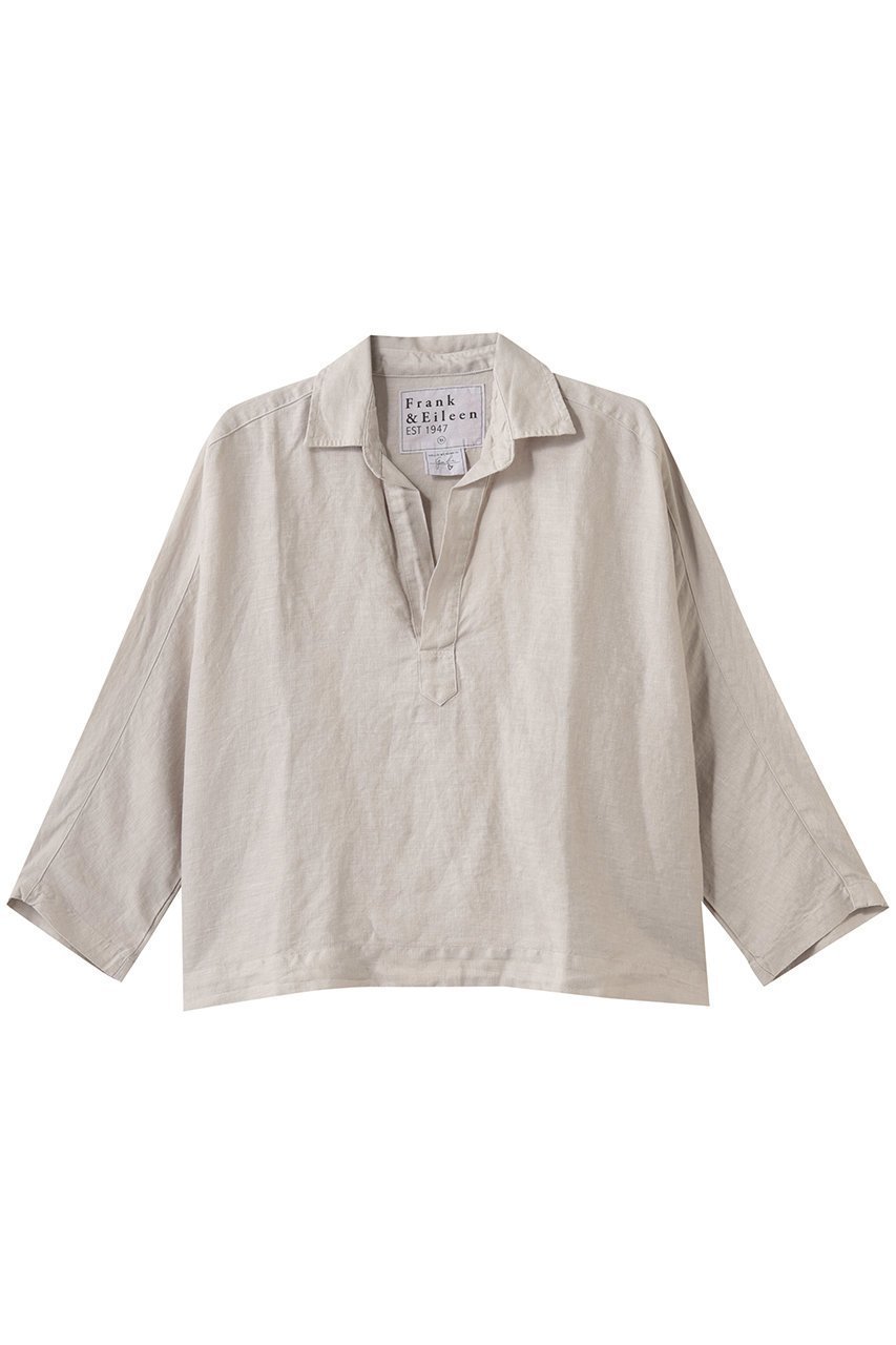 【フランク&アイリーン/Frank&Eileen】のGABI ウォッシュドリネン スキッパーシャツ インテリア・キッズ・メンズ・レディースファッション・服の通販 founy(ファニー) 　ファッション　Fashion　レディースファッション　Fashion for Women　トップス・カットソー　Cut & Sew Tops　シャツ・ブラウス・オフィスカジュアル　Elegant Blouses & Button-Ups　スキッパー　Skipper, Open Collar　スリーブ　Sleeve, Long Sleeve / Short Sleeve　ロング　Long, Long-Length　ヴィンテージ　Vintage Style　夏　Summer　新作・新入荷　New Arrivals / New In　ベージュ|ID: prp329100004905945 ipo3291000000036727891