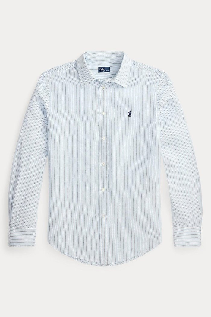 【ラルフローレン/RALPH LAUREN】の【POLO RALPH LAUREN】クラシック フィット ストライプド リネン シャツ インテリア・キッズ・メンズ・レディースファッション・服の通販 founy(ファニー) https://founy.com/ ファッション Fashion レディースファッション Fashion for Women トップス・カットソー Cut & Sew Tops シャツ・ブラウス・オフィスカジュアル Elegant Blouses & Button-Ups クラシック Classic, Timeless Style ストライプ Stripe, Striped Pattern ストレート Straight, Straight Cut スリーブ Sleeve, Long Sleeve / Short Sleeve バランス Balance, Style Balance フィット Fit, Slim Fit プリーツ Pleats, Pleated ボックス Boxy, Box Shape ヨーク Yoke, Yoke Design リネン Linen, Linen Fabric リラックス Relax, Relaxed Fit ロング Long, Long-Length エレガント 上品 Elegant |ID: prp329100004905947 ipo3291000000036727905