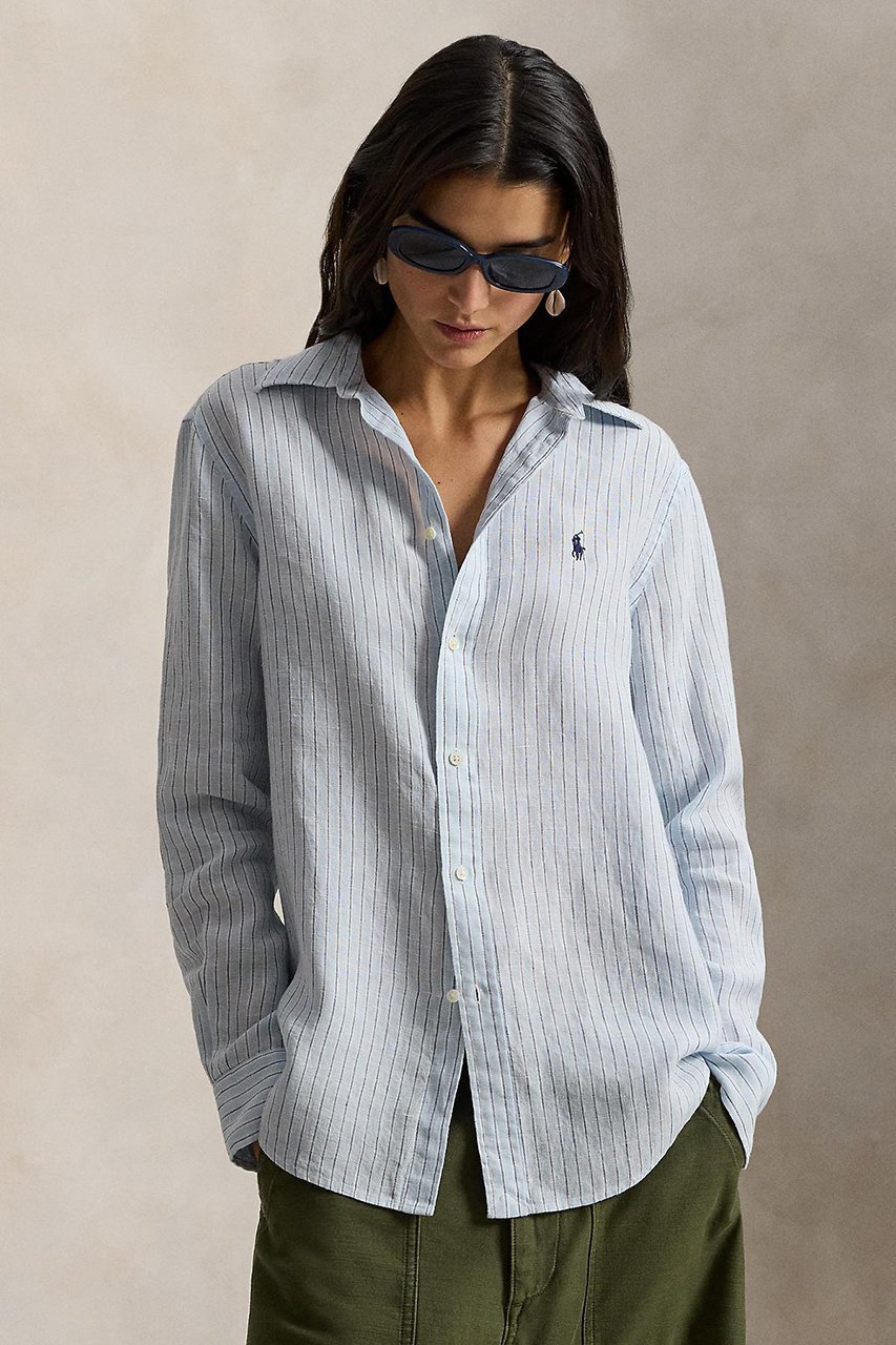 【ラルフローレン/RALPH LAUREN】の【POLO RALPH LAUREN】クラシック フィット ストライプド リネン シャツ 人気、トレンドファッション・服の通販 founy(ファニー) 　ファッション　Fashion　レディースファッション　Fashion for Women　トップス・カットソー　Cut & Sew Tops　シャツ・ブラウス・オフィスカジュアル　Elegant Blouses & Button-Ups　クラシック　Classic, Timeless Style　ストライプ　Stripe, Striped Pattern　ストレート　Straight, Straight Cut　スリーブ　Sleeve, Long Sleeve / Short Sleeve　バランス　Balance, Style Balance　フィット　Fit, Slim Fit　プリーツ　Pleats, Pleated　ボックス　Boxy, Box Shape　ヨーク　Yoke, Yoke Design　リネン　Linen, Linen Fabric　リラックス　Relax, Relaxed Fit　ロング　Long, Long-Length　エレガント 上品　Elegant　新作・新入荷　New Arrivals / New In　other-6|ID: prp329100004905947 ipo3291000000036727912