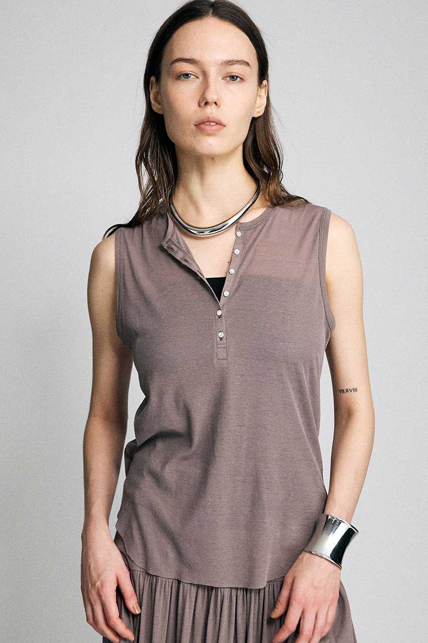 【ブリル/BRILL】のフライスヘンリーノースリーブ 人気、トレンドファッション・服の通販 founy(ファニー) 　ファッション　Fashion　レディースファッション　Fashion for Women　トップス・カットソー　Cut & Sew Tops　キャミソール&ノースリーブ　Camisoles & Sleeveless Tops　シャツ・ブラウス・オフィスカジュアル　Elegant Blouses & Button-Ups　ロングTシャツ・Tシャツ　Longline T-Shirts & Tees　カットソー・ベーシックTシャツ　Cut-and-Sewn Tops / Stretch Tees & Basics　キャミソール　Camisole, Spaghetti Strap Top　タンク　Tank Top, Sleeveless Top　フィット　Fit, Slim Fit　other-2|ID: prp329100004905958 ipo3291000000036728008
