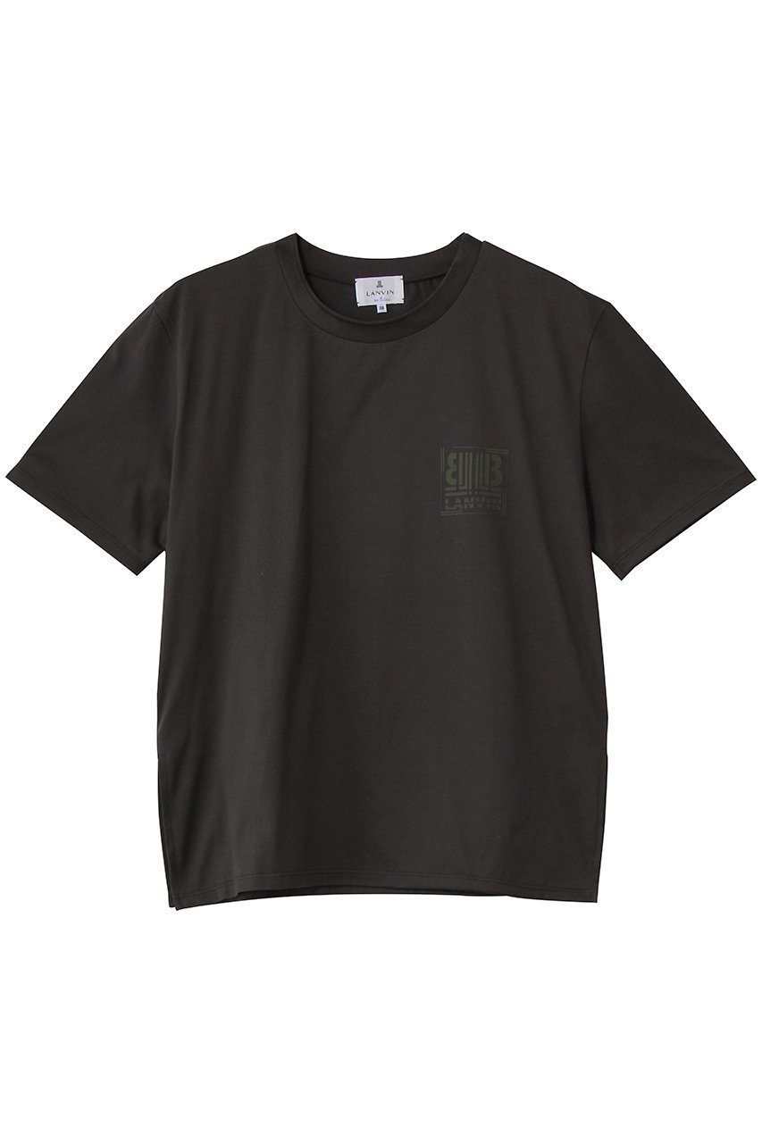 【ランバン オン ブルー/LANVIN en Bleu】のワンポイントスクエアロゴTシャツ インテリア・キッズ・メンズ・レディースファッション・服の通販 founy(ファニー) 　ファッション　Fashion　レディースファッション　Fashion for Women　トップス・カットソー　Cut & Sew Tops　シャツ・ブラウス・オフィスカジュアル　Elegant Blouses & Button-Ups　ロングTシャツ・Tシャツ　Longline T-Shirts & Tees　カットソー・ベーシックTシャツ　Cut-and-Sewn Tops / Stretch Tees & Basics　ショート　Short, Short Length　シルケット　Silket, Silky Cotton　スクエア　Square, Square Shape　スリーブ　Sleeve, Long Sleeve / Short Sleeve　バランス　Balance, Style Balance　ファブリック　Fabric, Textile　プリント　Print, Printed Pattern　ボトム　Bottoms, Lower Wear　ワンポイント　One Point, Statement Accent　チャコールグレー|ID: prp329100004905964 ipo3291000000036728061