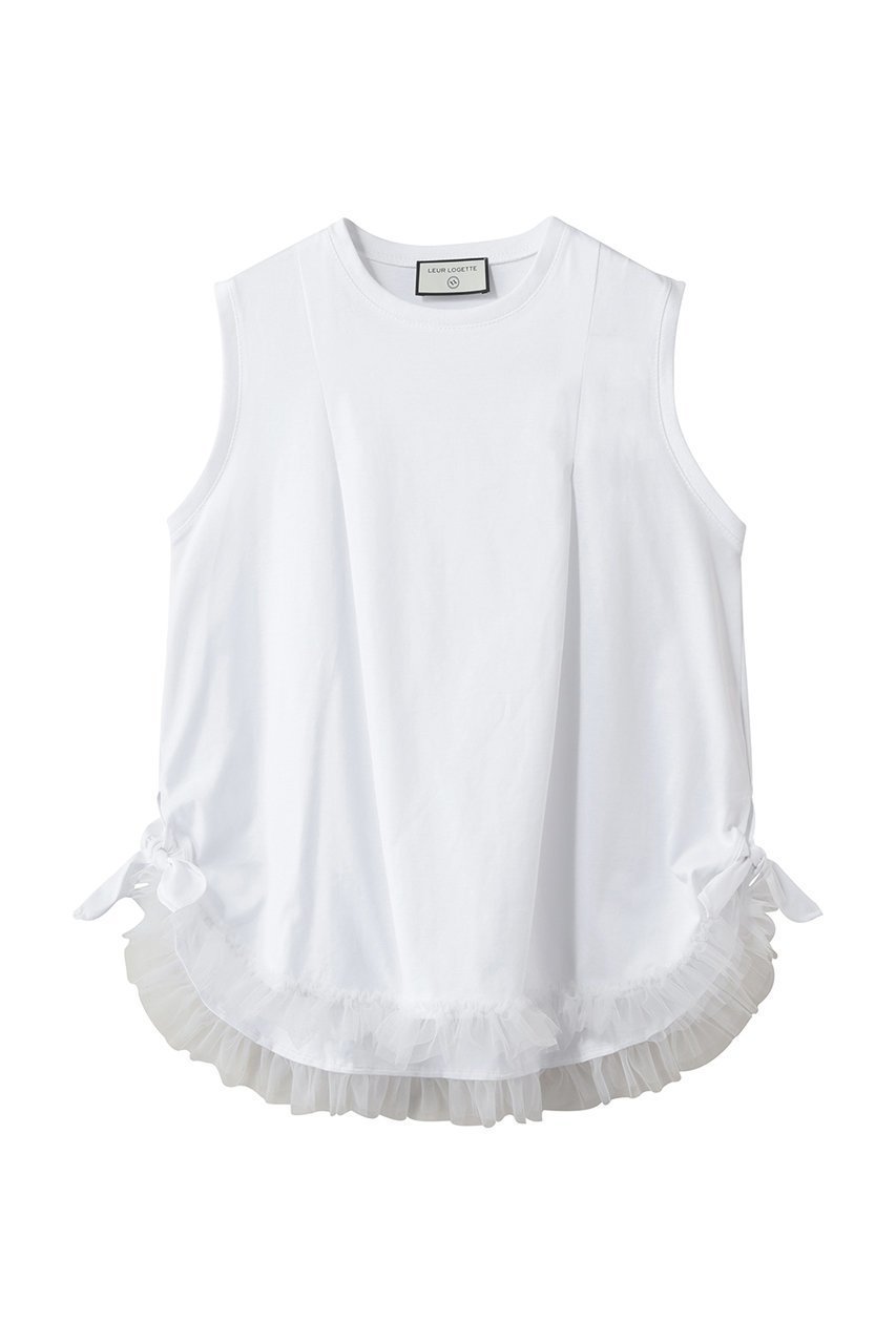 【ルール ロジェット/leur logette】のコットンノースリーブチュールヘムトップス インテリア・キッズ・メンズ・レディースファッション・服の通販 founy(ファニー) ファッション Fashion レディースファッション Fashion for Women トップス・カットソー Cut & Sew Tops キャミソール&ノースリーブ Camisoles & Sleeveless Tops シャツ・ブラウス・オフィスカジュアル Elegant Blouses & Button-Ups ロングTシャツ・Tシャツ Longline T-Shirts & Tees カットソー・ベーシックTシャツ Cut-and-Sewn Tops / Stretch Tees & Basics キャミソール Camisole, Spaghetti Strap Top タンク Tank Top, Sleeveless Top チュール Tulip, Tulip Motif フェミニン Feminine, Girly ホワイト|ID: prp329100004905969 ipo3291000000036728112