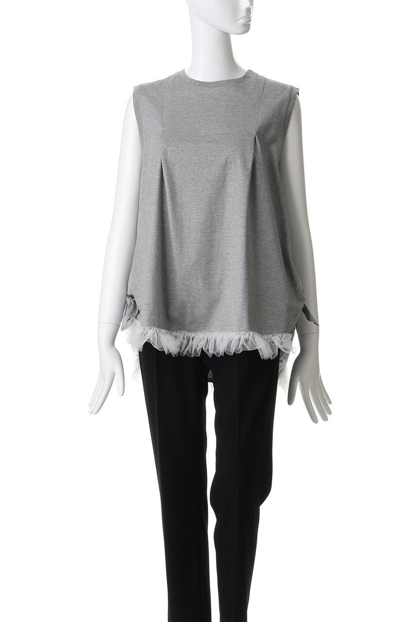 【ルール ロジェット/leur logette】のコットンノースリーブチュールヘムトップス 人気、トレンドファッション・服の通販 founy(ファニー) ファッション Fashion レディースファッション Fashion for Women トップス・カットソー Cut & Sew Tops キャミソール&ノースリーブ Camisoles & Sleeveless Tops シャツ・ブラウス・オフィスカジュアル Elegant Blouses & Button-Ups ロングTシャツ・Tシャツ Longline T-Shirts & Tees カットソー・ベーシックTシャツ Cut-and-Sewn Tops / Stretch Tees & Basics キャミソール Camisole, Spaghetti Strap Top タンク Tank Top, Sleeveless Top チュール Tulip, Tulip Motif フェミニン Feminine, Girly other-2|ID: prp329100004905969 ipo3291000000036733560