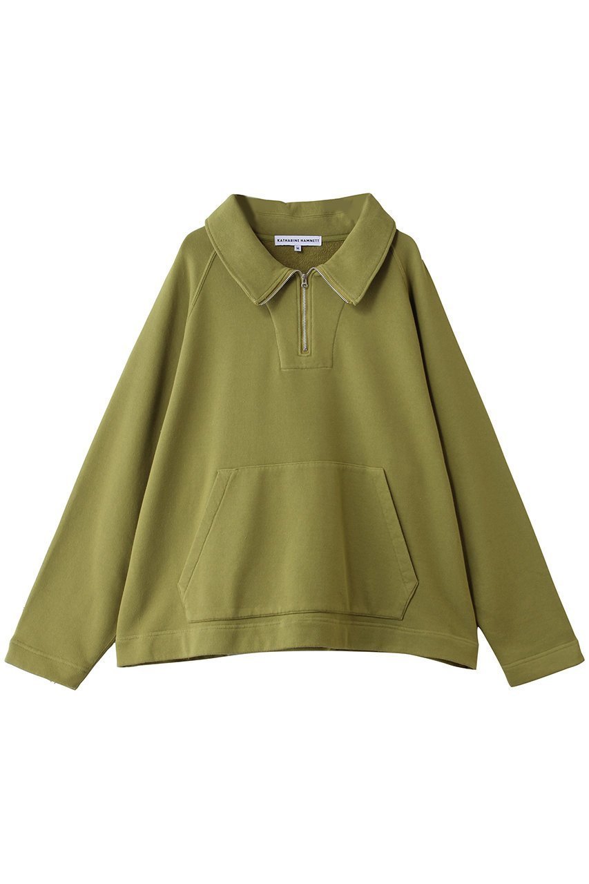【キャサリンハムネット/KATHARINE HAMNETT LONDON】の【UNISEX】オーガニックオーバーダイハーフジッププルオーバー インテリア・キッズ・メンズ・レディースファッション・服の通販 founy(ファニー) 　ファッション　Fashion　レディースファッション　Fashion for Women　トップス・カットソー　Cut & Sew Tops　シャツ・ブラウス・オフィスカジュアル　Elegant Blouses & Button-Ups　レディースパーカー・カジュアルフーディー　Casual Hoodies & Sweatshirts　ロングTシャツ・Tシャツ　Longline T-Shirts & Tees　カジュアルプルオーバー・ニットトップス　Pullovers & Knit Tops / Casual Pullovers　スウェット・クルーネックトップス　Sweatshirts & Crewnecks / Relaxed Fit Sweat Tops　カットソー・ベーシックTシャツ　Cut-and-Sewn Tops / Stretch Tees & Basics　ユニセックス　Unisex, Genderless　オーガニック　Organic Cotton　シンプル　Simple, Minimal　ヴィンテージ　Vintage Style　グリーン|ID: prp329100004905983 ipo3291000000036728313