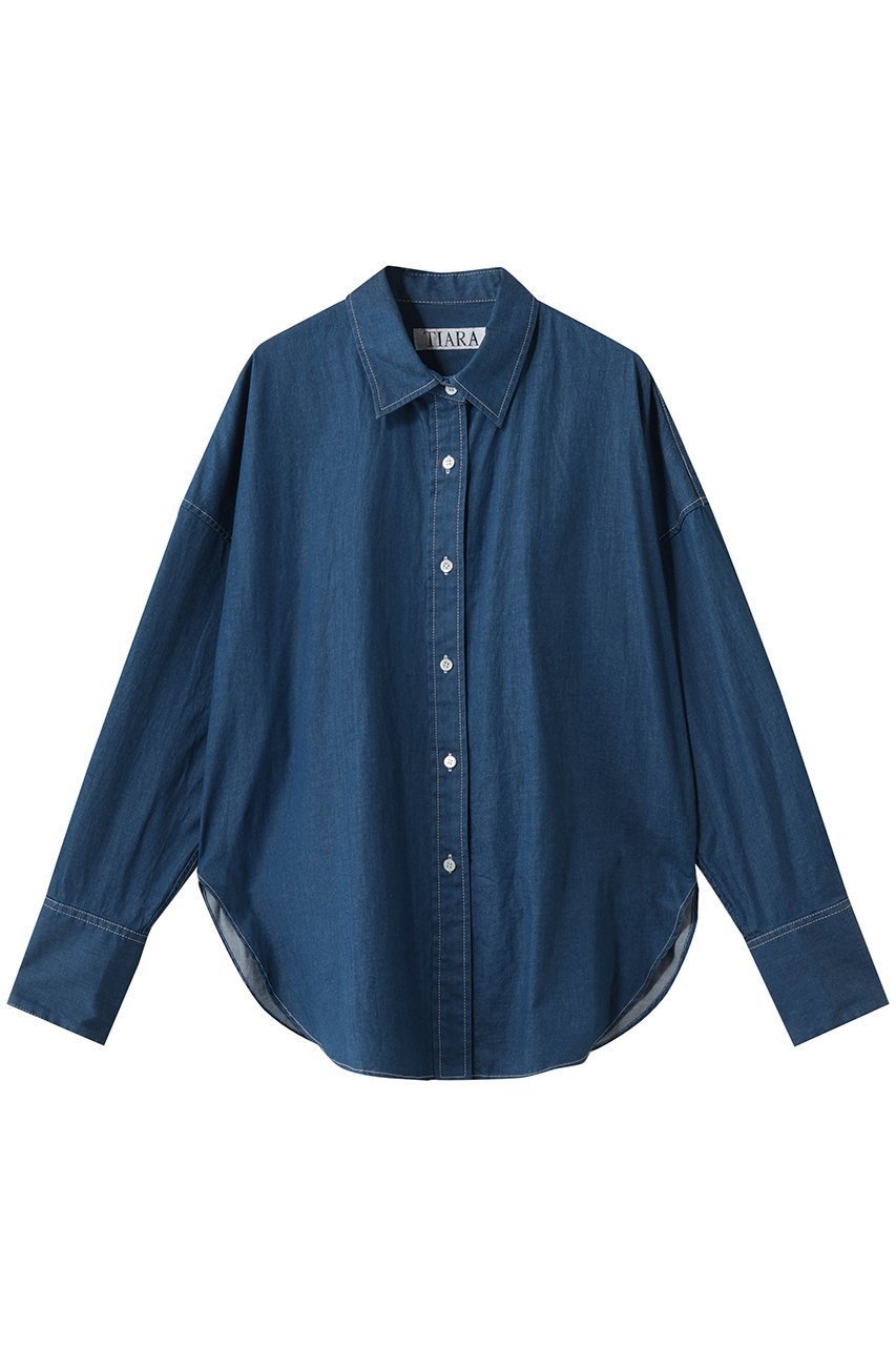 【ティアラ/Tiara】のデニムシャツ インテリア・キッズ・メンズ・レディースファッション・服の通販 founy(ファニー) 　ファッション　Fashion　レディースファッション　Fashion for Women　トップス・カットソー　Cut & Sew Tops　シャツ・ブラウス・オフィスカジュアル　Elegant Blouses & Button-Ups　おすすめ　Recommended / Our Picks　シンプル　Simple, Minimal　ストレッチ　Stretch, Stretchy Fabric　スリーブ　Sleeve, Long Sleeve / Short Sleeve　セットアップ　Set-Up, Coordinated Outfit　デニム　Denim, Jeans Material　ロング　Long, Long-Length　新作・新入荷　New Arrivals / New In　インディゴブルー|ID: prp329100004905985 ipo3291000000036728331