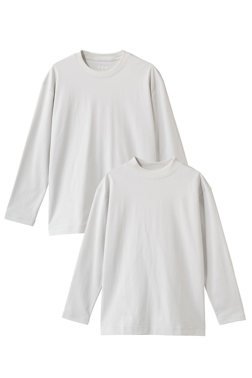 【スリー ドッツ/three dots】の【UNISEX】2パックTシャツ レギュラーフィット長袖 インテリア・キッズ・メンズ・レディースファッション・服の通販 founy(ファニー) 　ファッション　Fashion　レディースファッション　Fashion for Women　トップス・カットソー　Cut & Sew Tops　シャツ・ブラウス・オフィスカジュアル　Elegant Blouses & Button-Ups　ロングTシャツ・Tシャツ　Longline T-Shirts & Tees　カットソー・ベーシックTシャツ　Cut-and-Sewn Tops / Stretch Tees & Basics　ユニセックス　Unisex, Genderless　スリーブ　Sleeve, Long Sleeve / Short Sleeve　フィット　Fit, Slim Fit　ベーシック　Basic, Essential　モックネック　Mock Neck, Short Turtleneck　レギュラー　Regular, Standard Fit　ロング　Long, Long-Length　定番　Standard, Basic Item　長袖　Long Sleeve, Full Sleeve　アイスグレー|ID: prp329100004906004 ipo3291000000036728507