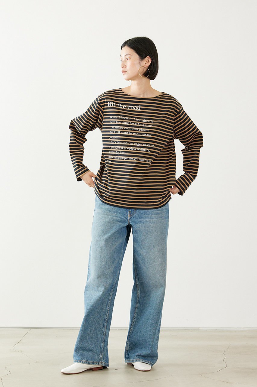 【アダワス/ADAWAS】のストライプ Tシャツ 人気、トレンドファッション・服の通販 founy(ファニー) 　ファッション　Fashion　レディースファッション　Fashion for Women　トップス・カットソー　Cut & Sew Tops　シャツ・ブラウス・オフィスカジュアル　Elegant Blouses & Button-Ups　ロングTシャツ・Tシャツ　Longline T-Shirts & Tees　カットソー・ベーシックTシャツ　Cut-and-Sewn Tops / Stretch Tees & Basics　シンプル　Simple, Minimal　ストライプ　Stripe, Striped Pattern　スリーブ　Sleeve, Long Sleeve / Short Sleeve　トレンド　Trend, Trending Now　フロント　Front, Front Design　プリント　Print, Printed Pattern　ボーダー　Border, Stripe　リラックス　Relax, Relaxed Fit　ロング　Long, Long-Length　other-6|ID: prp329100004906013 ipo3291000000036728594