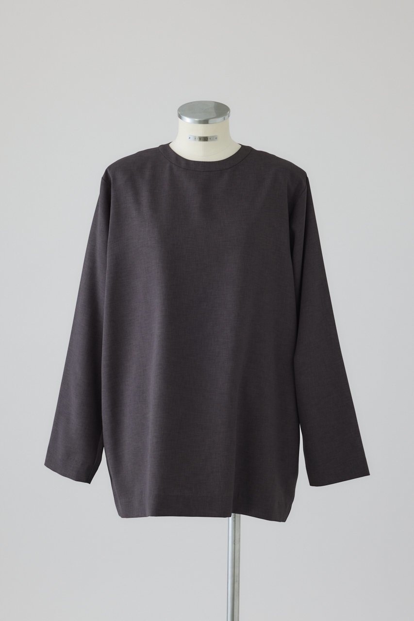 【リムアーク/RIM.ARK】のOversize woven L/S T-SH/Tシャツ インテリア・キッズ・メンズ・レディースファッション・服の通販 founy(ファニー) 　ファッション　Fashion　レディースファッション　Fashion for Women　トップス・カットソー　Cut & Sew Tops　シャツ・ブラウス・オフィスカジュアル　Elegant Blouses & Button-Ups　ロングTシャツ・Tシャツ　Longline T-Shirts & Tees　カットソー・ベーシックTシャツ　Cut-and-Sewn Tops / Stretch Tees & Basics　スリム　Slim, Slim Fit　スリーブ　Sleeve, Long Sleeve / Short Sleeve　タイトスカート　Pencil Skirt, Tight Skirt　ツイル　Twist, Twisted Detail　長袖　Long Sleeve, Full Sleeve　半袖　Short Sleeve, Half Sleeve　ルーズ　Loose, Oversized　ロング　Long, Long-Length　ワイド　Wide, Wide Fit　エレガント 上品　Elegant　チャコールグレー|ID: prp329100004906028 ipo3291000000036728737