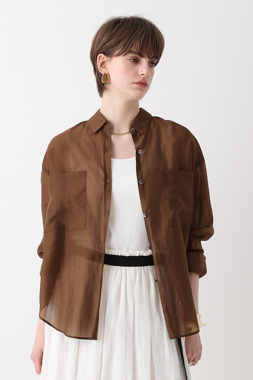 【アルアバイル/allureville】のオーガンシアーシャツ 人気、トレンドファッション・服の通販 founy(ファニー) 　ファッション　Fashion　レディースファッション　Fashion for Women　トップス・カットソー　Cut & Sew Tops　シャツ・ブラウス・オフィスカジュアル　Elegant Blouses & Button-Ups　インナー　Innerwear　カーディガン　Cardigan, Knitwear　スリーブ　Sleeve, Long Sleeve / Short Sleeve　タンク　Tank Top, Sleeveless Top　ロング　Long, Long-Length　エレガント 上品　Elegant　other-6|ID: prp329100004906029 ipo3291000000036728752