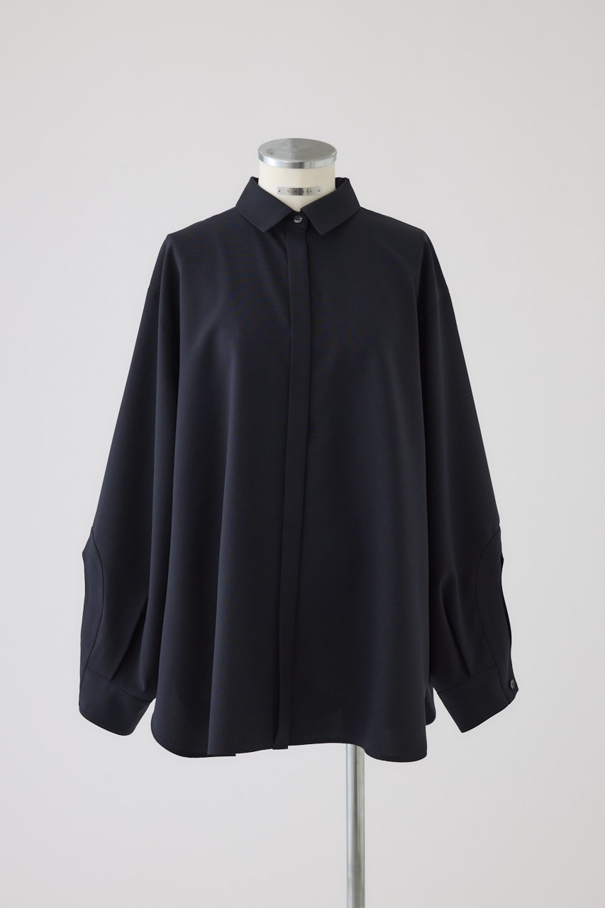【リムアーク/RIM.ARK】のOpen cuff SH/シャツ インテリア・キッズ・メンズ・レディースファッション・服の通販 founy(ファニー) 　ファッション　Fashion　レディースファッション　Fashion for Women　トップス・カットソー　Cut & Sew Tops　シャツ・ブラウス・オフィスカジュアル　Elegant Blouses & Button-Ups　カフス　Cuff Design　シンプル　Simple, Minimal　スリーブ　Sleeve, Long Sleeve / Short Sleeve　バランス　Balance, Style Balance　ベーシック　Basic, Essential　ロング　Long, Long-Length　ネイビー|ID: prp329100004906032 ipo3291000000036728773