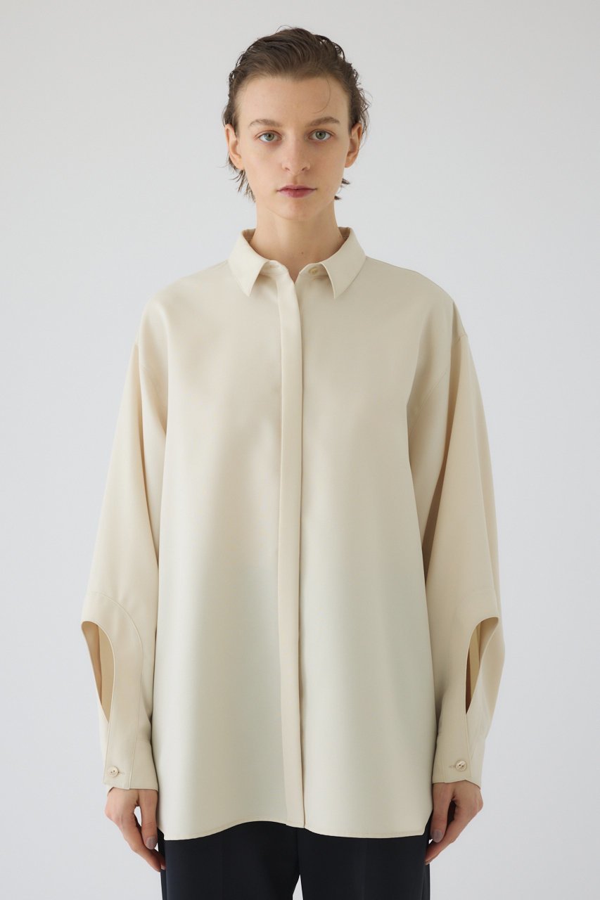 【リムアーク/RIM.ARK】のOpen cuff SH/シャツ インテリア・キッズ・メンズ・レディースファッション・服の通販 founy(ファニー) 　ファッション　Fashion　レディースファッション　Fashion for Women　トップス・カットソー　Cut & Sew Tops　シャツ・ブラウス・オフィスカジュアル　Elegant Blouses & Button-Ups　カフス　Cuff Design　シンプル　Simple, Minimal　スリーブ　Sleeve, Long Sleeve / Short Sleeve　バランス　Balance, Style Balance　ベーシック　Basic, Essential　ロング　Long, Long-Length　エクリュ|ID: prp329100004906032 ipo3291000000036728774