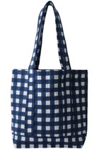 【エスゼット ブロックプリント/SZ Blockprints】の【ELLESHOP限定】SMALL TOTE GINGHAM トートバッグ ネイビー|ID: prp329100004906040 ipo3291000000036730623