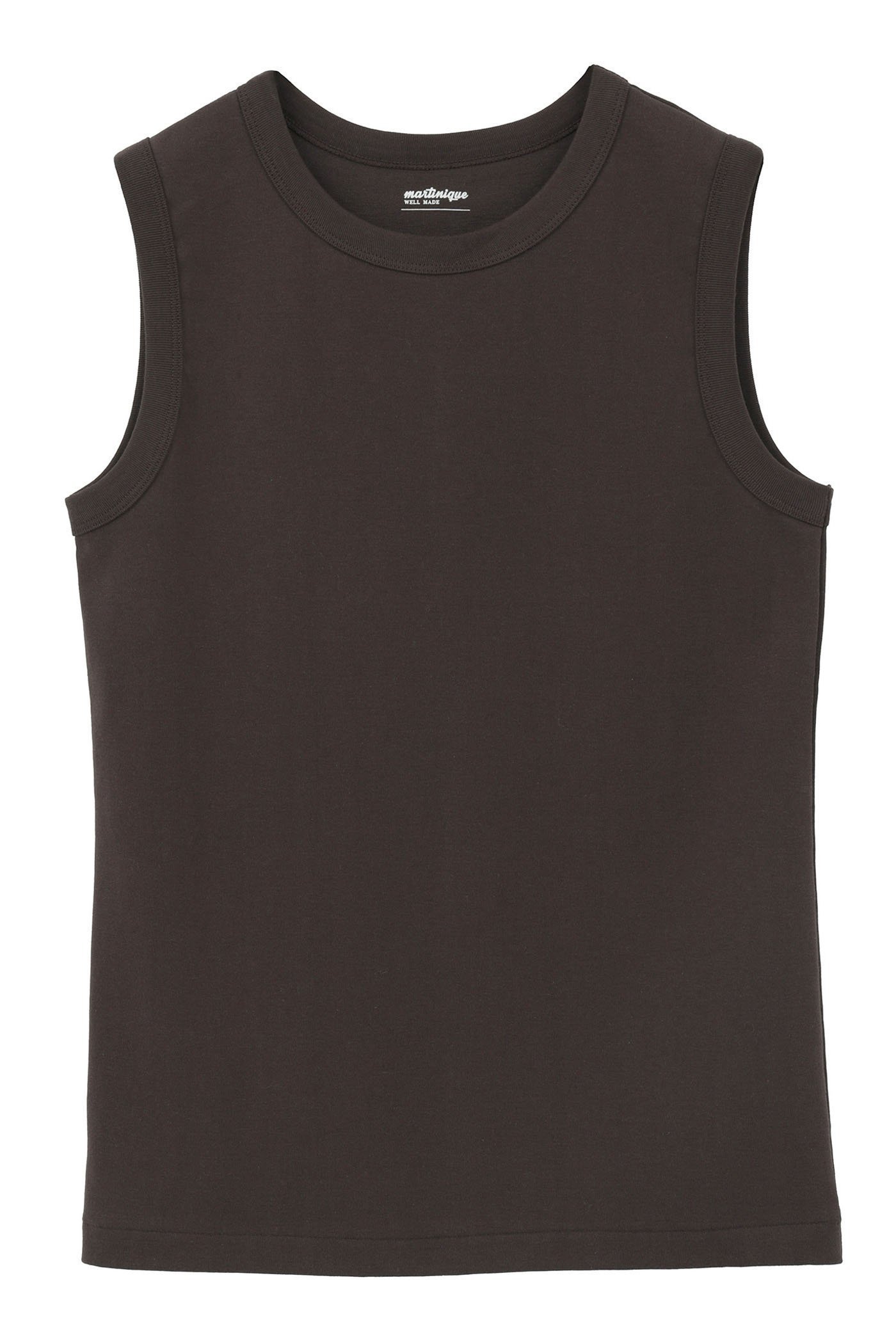 【マルティニーク/martinique】のコットンフライスノースリーブプルオーバー インテリア・キッズ・メンズ・レディースファッション・服の通販 founy(ファニー) 　ファッション　Fashion　レディースファッション　Fashion for Women　トップス・カットソー　Cut & Sew Tops　キャミソール&ノースリーブ　Camisoles & Sleeveless Tops　シャツ・ブラウス・オフィスカジュアル　Elegant Blouses & Button-Ups　ロングTシャツ・Tシャツ　Longline T-Shirts & Tees　カジュアルプルオーバー・ニットトップス　Pullovers & Knit Tops / Casual Pullovers　カットソー・ベーシックTシャツ　Cut-and-Sewn Tops / Stretch Tees & Basics　おすすめ　Recommended / Our Picks　キャミソール　Camisole, Spaghetti Strap Top　ストレッチ　Stretch, Stretchy Fabric　タンク　Tank Top, Sleeveless Top　ノースリーブ　Sleeveless, No-Sleeve　ベーシック　Basic, Essential　別注　Limited Edition, Custom Order　定番　Standard, Basic Item　新作・新入荷　New Arrivals / New In　ブラウン|ID: prp329100004906085 ipo3291000000036730999