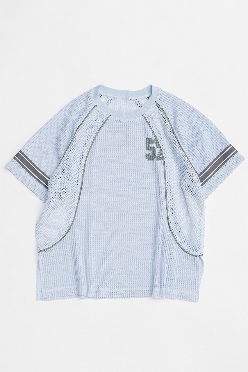 【メゾンスペシャル/MAISON SPECIAL】のNumbering Mesh T-Shirt/ナンバリングメッシュTシャツ インテリア・キッズ・メンズ・レディースファッション・服の通販 founy(ファニー) 　ファッション　Fashion　レディースファッション　Fashion for Women　トップス・カットソー　Cut & Sew Tops　シャツ・ブラウス・オフィスカジュアル　Elegant Blouses & Button-Ups　ロングTシャツ・Tシャツ　Longline T-Shirts & Tees　カットソー・ベーシックTシャツ　Cut-and-Sewn Tops / Stretch Tees & Basics　インナー　Innerwear　シアー　Sheer, See-Through　ショート　Short, Short Length　スリーブ　Sleeve, Long Sleeve / Short Sleeve　ドッキング　Docking, Mixed Material　ビッグ　Big, Oversized　プリント　Print, Printed Pattern　メッシュ　Mesh, Net Fabric　再入荷　Restock / Back in Stock　夏　Summer　BLU(ブルー)|ID: prp329100004906147 ipo3291000000036731554