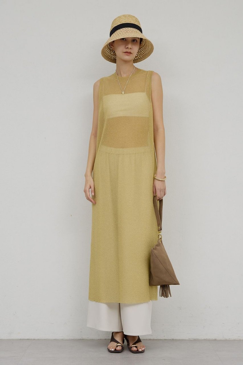 【ガリャルダガランテ/GALLARDAGALANTE】のラメニットドレス インテリア・キッズ・メンズ・レディースファッション・服の通販 founy(ファニー) 　ファッション　Fashion　レディースファッション　Fashion for Women　ワンピース　Dresses　フォーマル・パーティードレス・結婚式用ドレス　Elegant & Casual Dresses　チュニック　Tunic Tops & Dresses　チュニック　Tunic, Long Top　ドレス　Dress, One-Piece　ロング　Long, Long-Length　エレガント 上品　Elegant　新作・新入荷　New Arrivals / New In　ゴールド|ID: prp329100004906149 ipo3291000000036731574