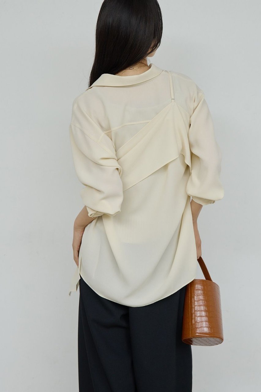 【ガリャルダガランテ/GALLARDAGALANTE】のワンショルレイヤードシャツ 人気、トレンドファッション・服の通販 founy(ファニー) 　ファッション　Fashion　レディースファッション　Fashion for Women　トップス・カットソー　Cut & Sew Tops　シャツ・ブラウス・オフィスカジュアル　Elegant Blouses & Button-Ups　スリーブ　Sleeve, Long Sleeve / Short Sleeve　ビスチェ　Bustier, Corset Top　ロング　Long, Long-Length　新作・新入荷　New Arrivals / New In　other-5|ID: prp329100004906150 ipo3291000000036731588